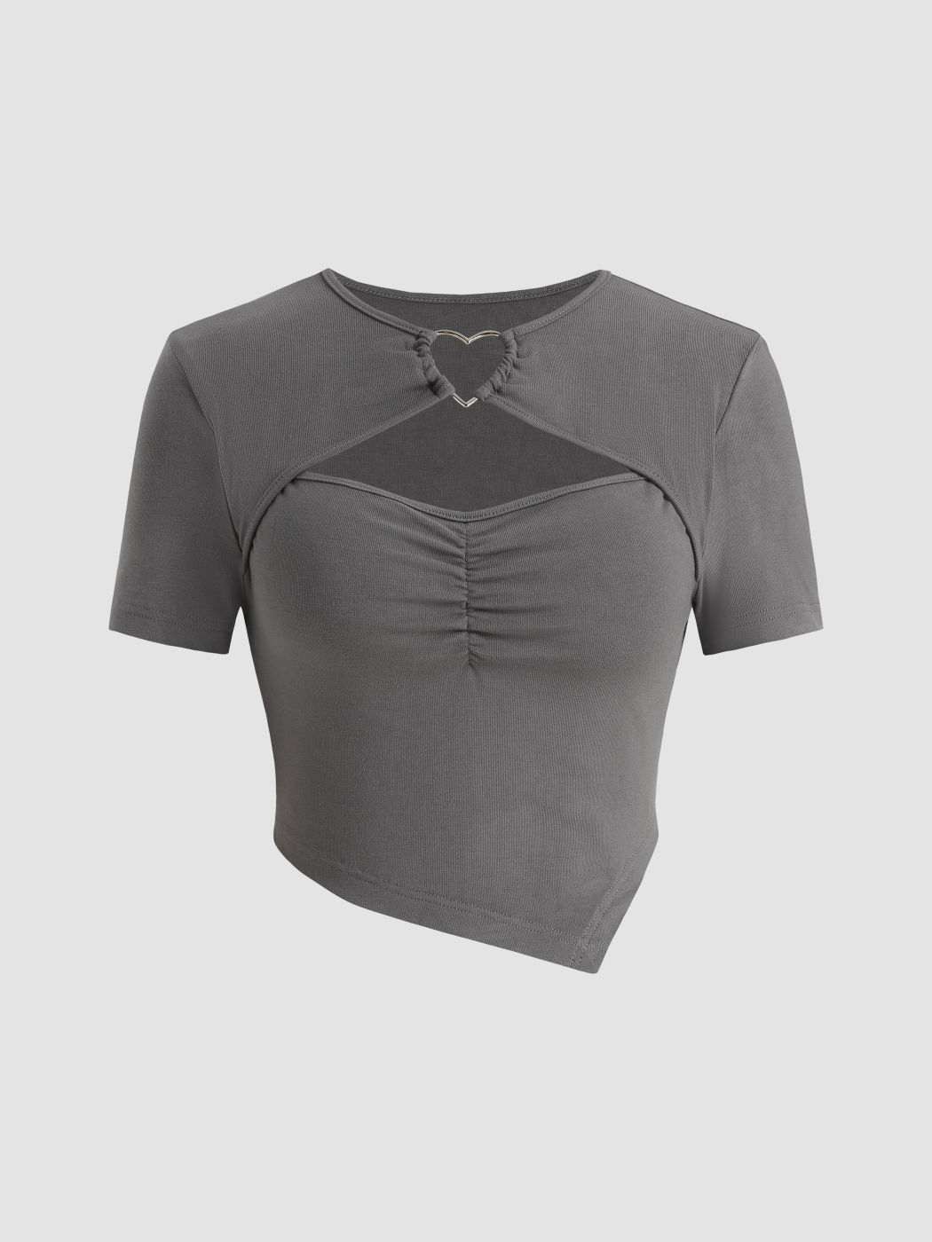 Asymmetrical Hem Cut Out Crop Tee