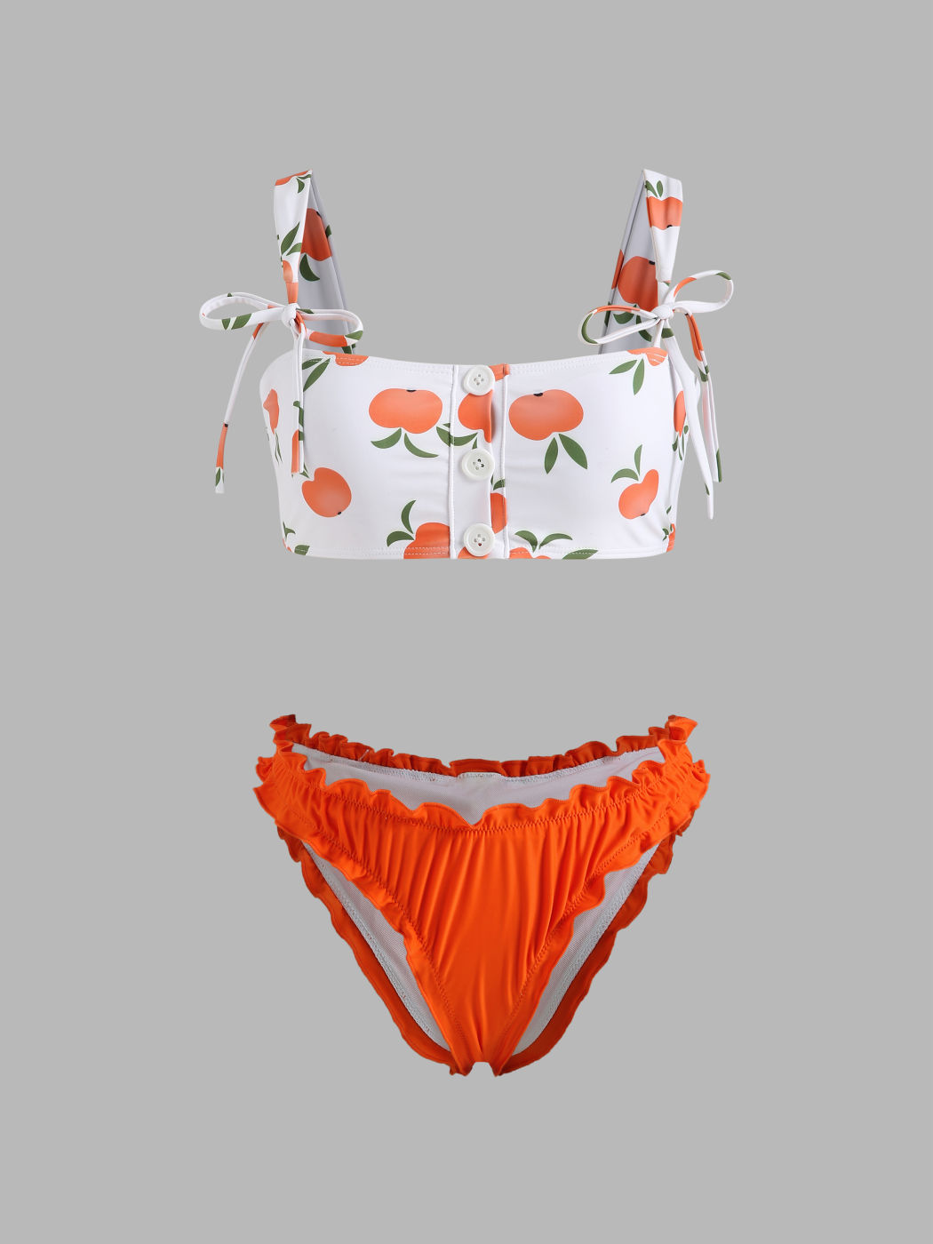 Cute Orange Bowknot Detail Bikini Set