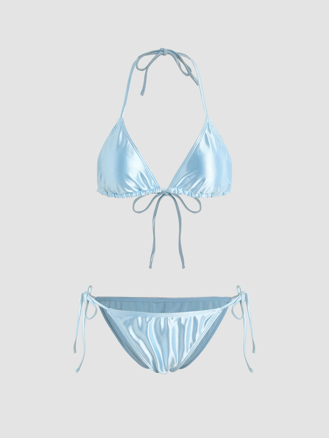 Metallisches Triangel-Bikini-Set mit Seitenschnürung und Sarong