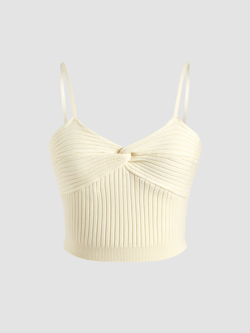 Solids gestricktes Tanktop mit Twist-Front