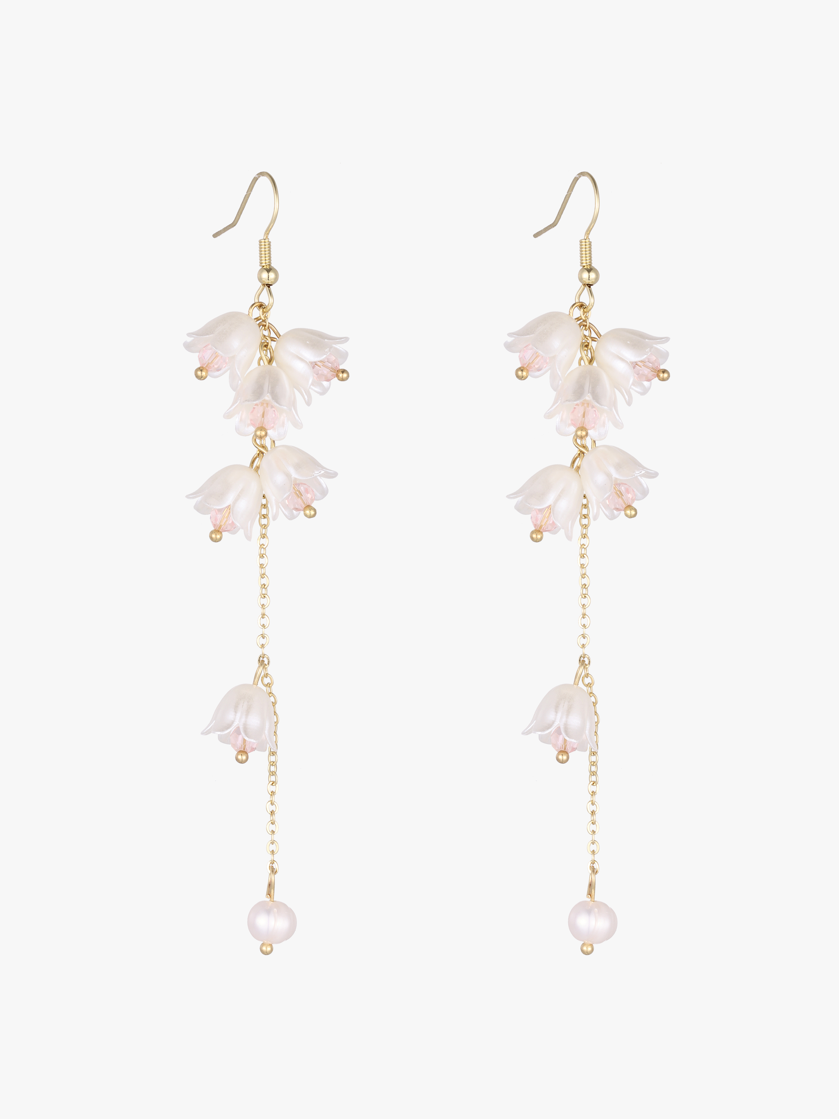 Flower Design Faux Pearl Drop Earrings