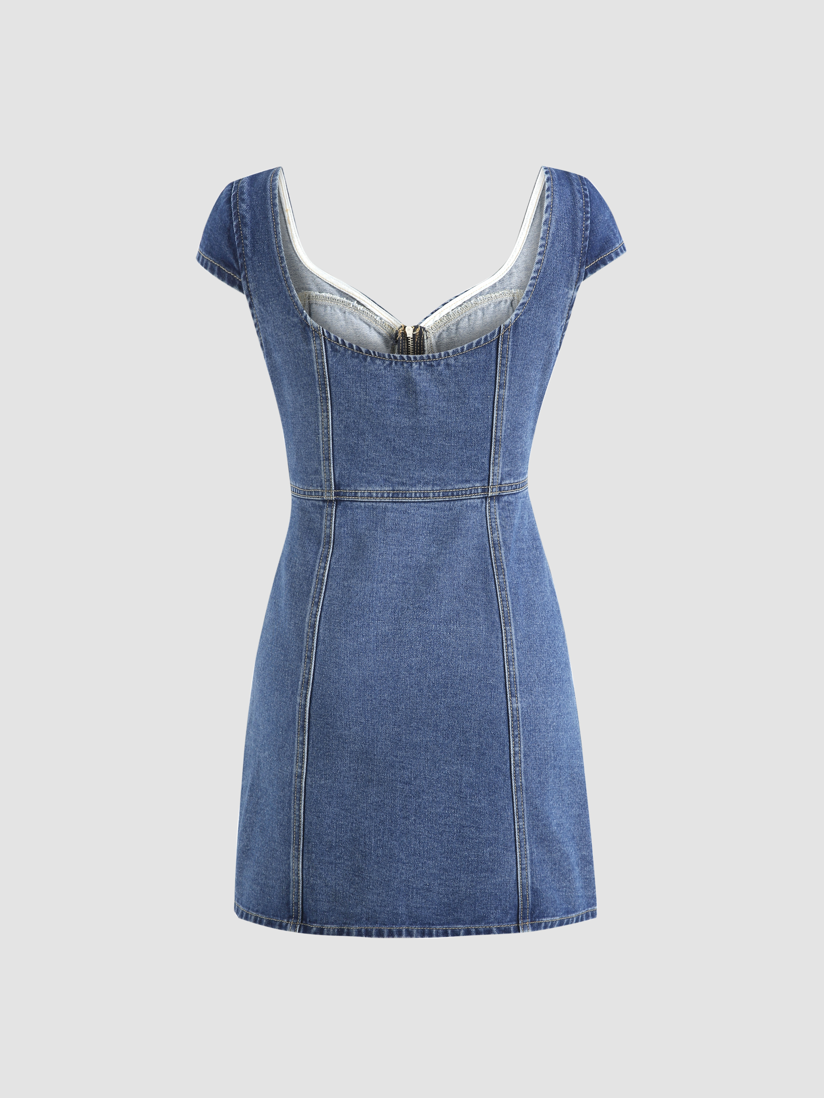 CHICLINE★denim puff-sleeved denim mini flare dress★ 1653274787000-kTtMez.jpg