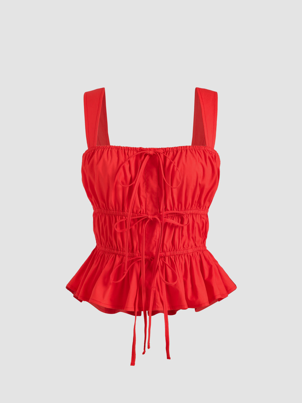 Solid Ruffle Shirred Tank Top