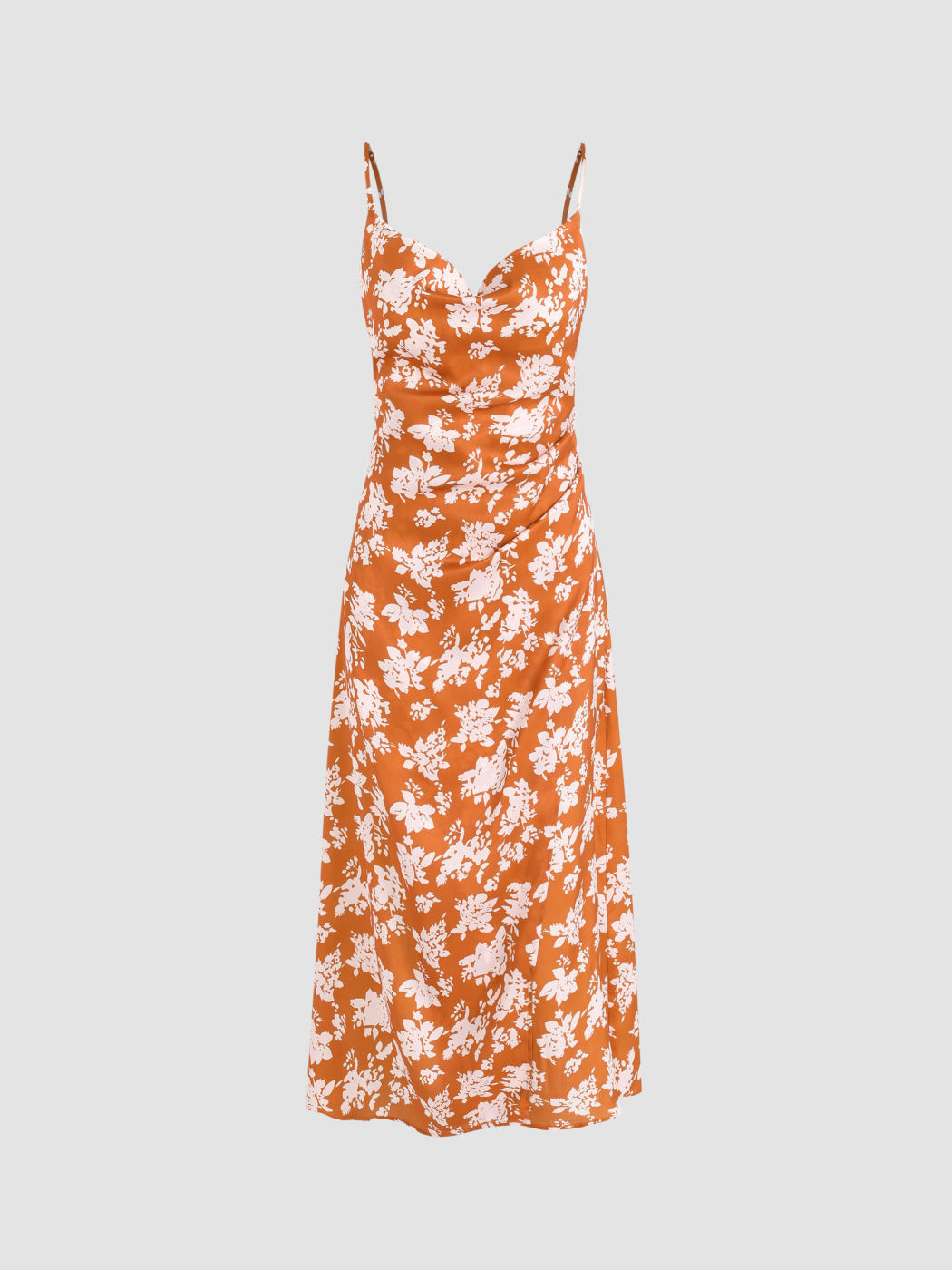 Midikleid mit Wasserfallausschnitt und Schlitz