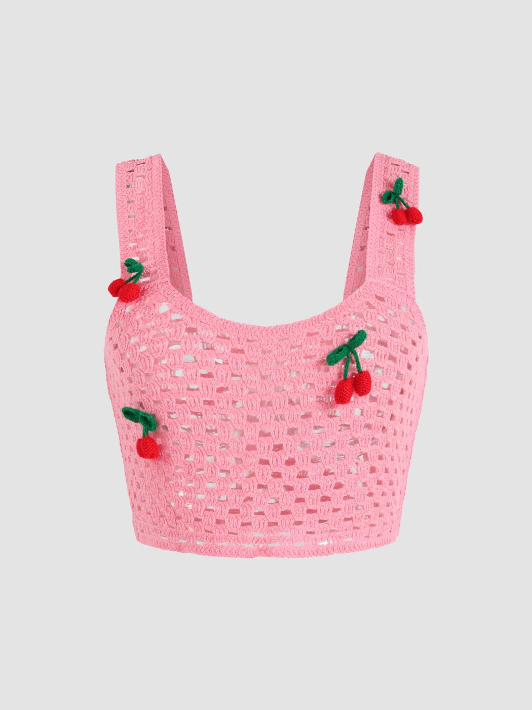 Charming Cherry Crochet Cropped Tank
