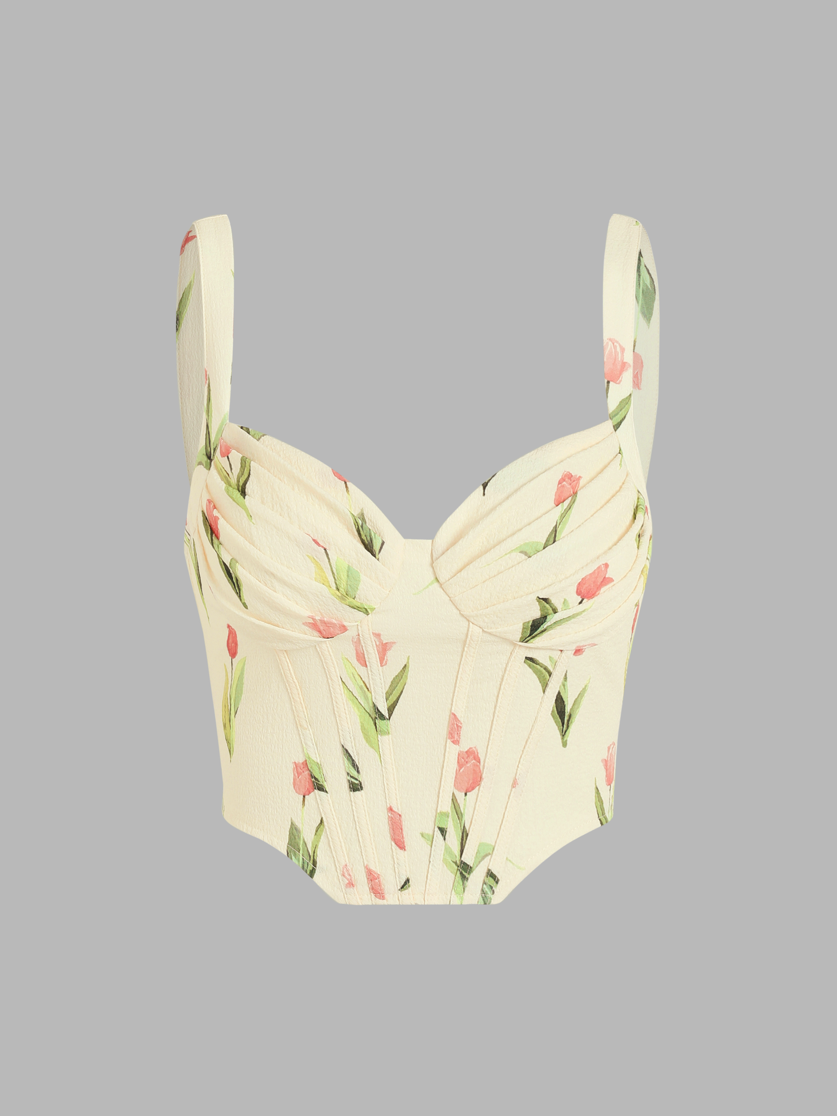 Coquette Tulip Corset Crop Tank Top For Picnic Vacation
