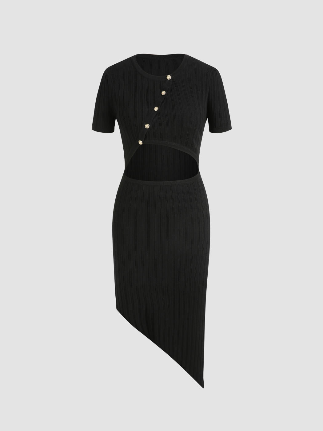 Gesprächsstarter ausgeschnittenes schwarzes Strickkleid