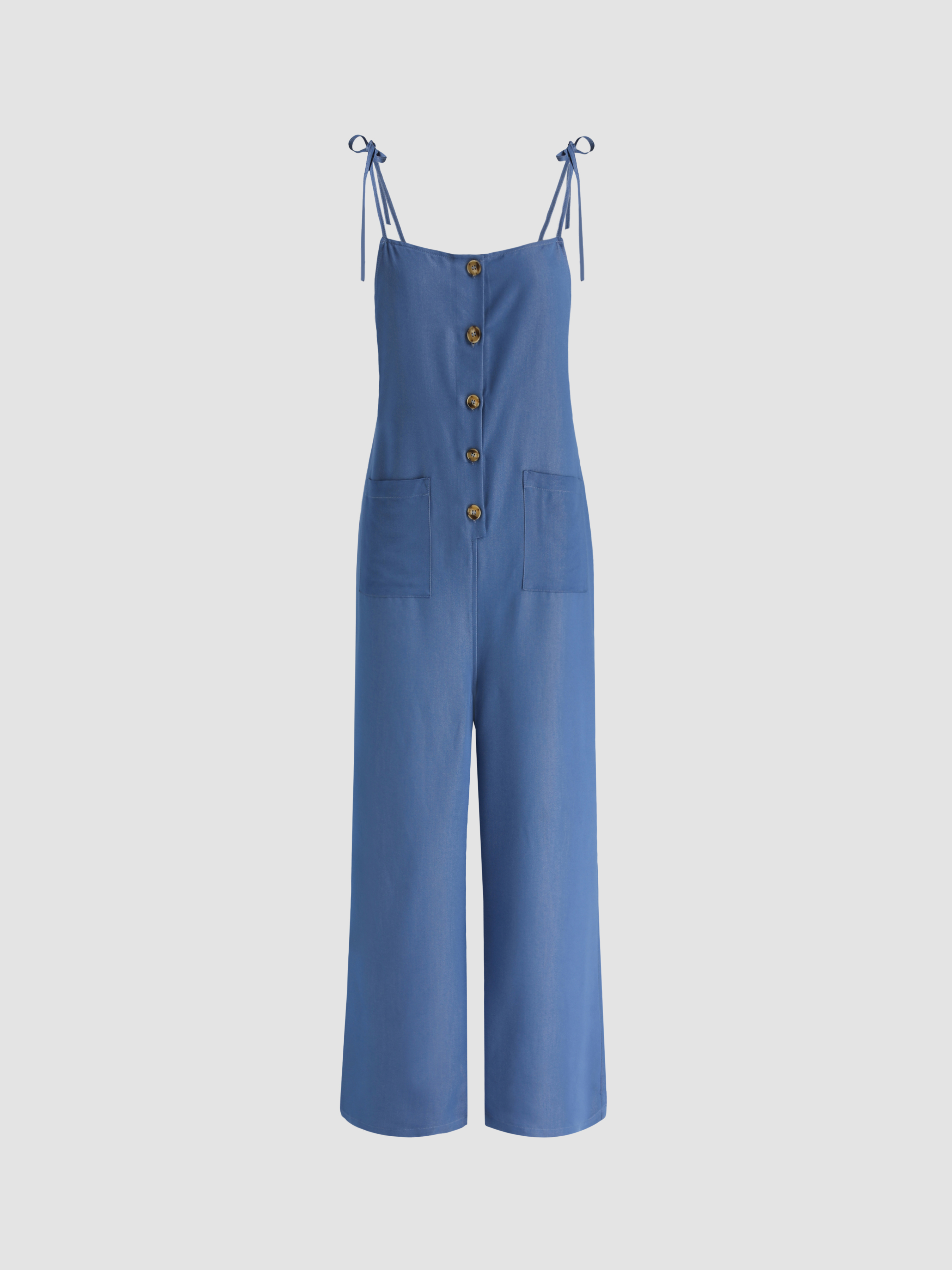 Denim Buttoned Jumpsuit For Daily Casual Vacation
