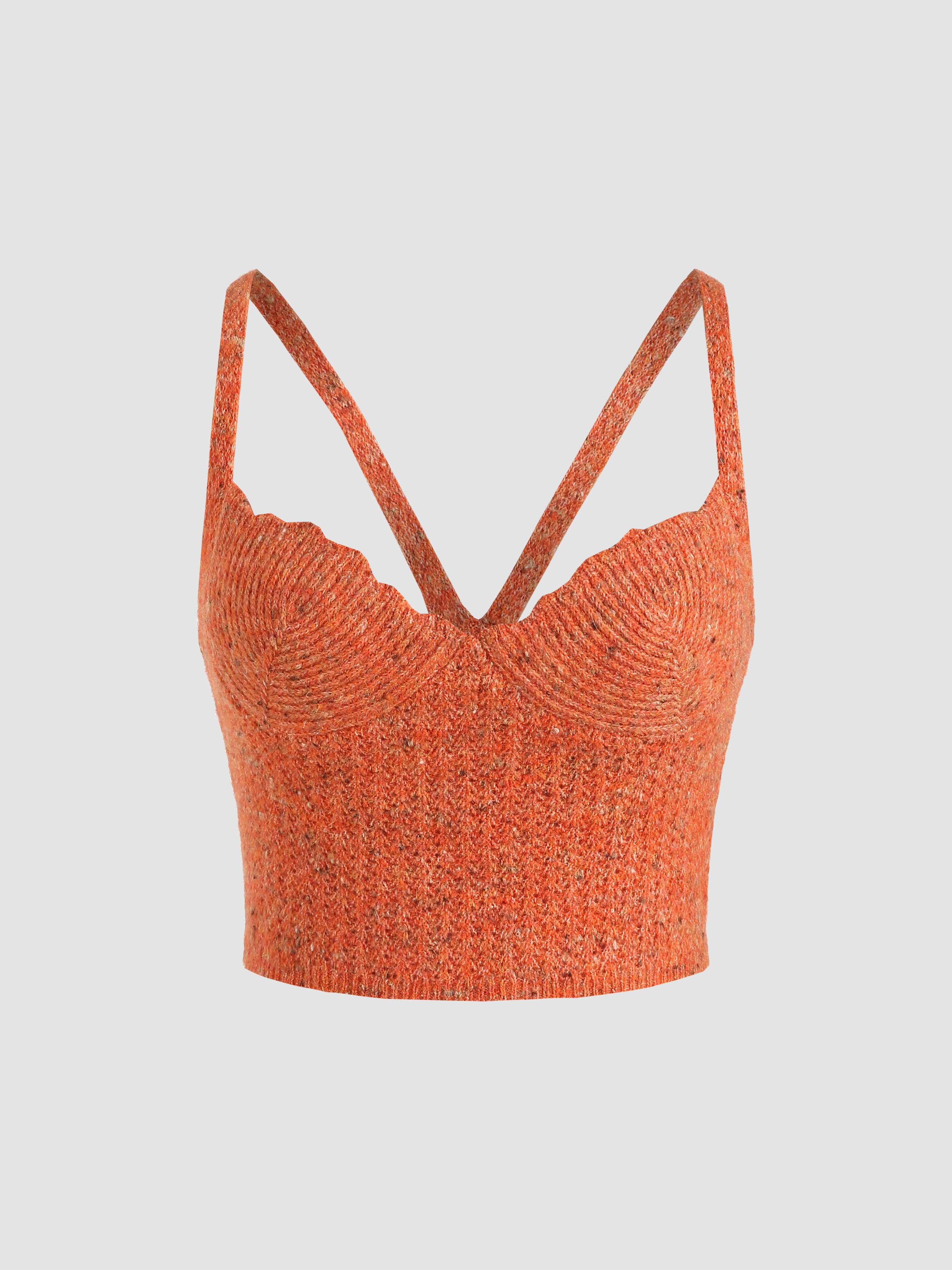 Wool-blend Knit Corset Tank Top - Cider