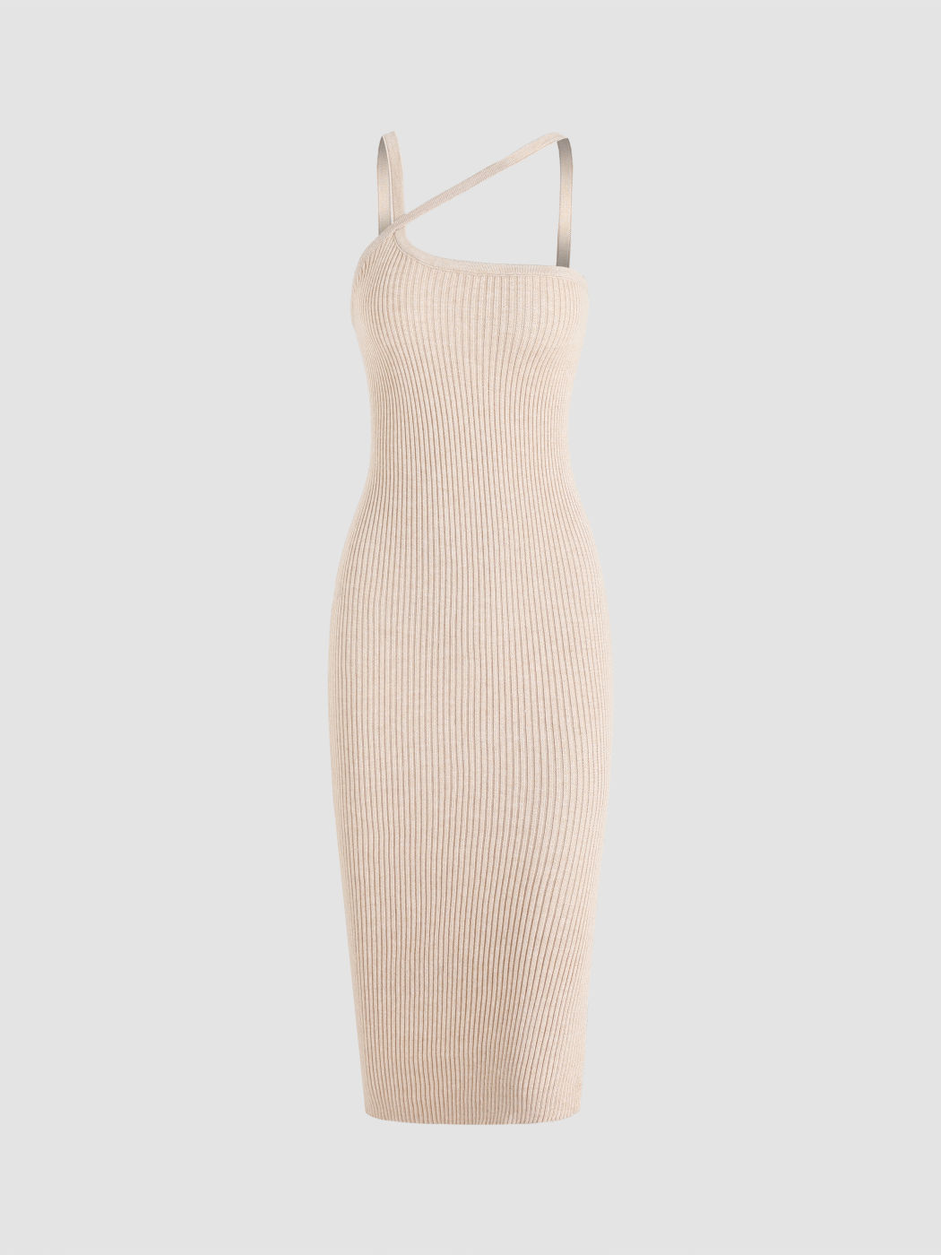 Solids Maxikleid aus Rippstrick mit Schlitz