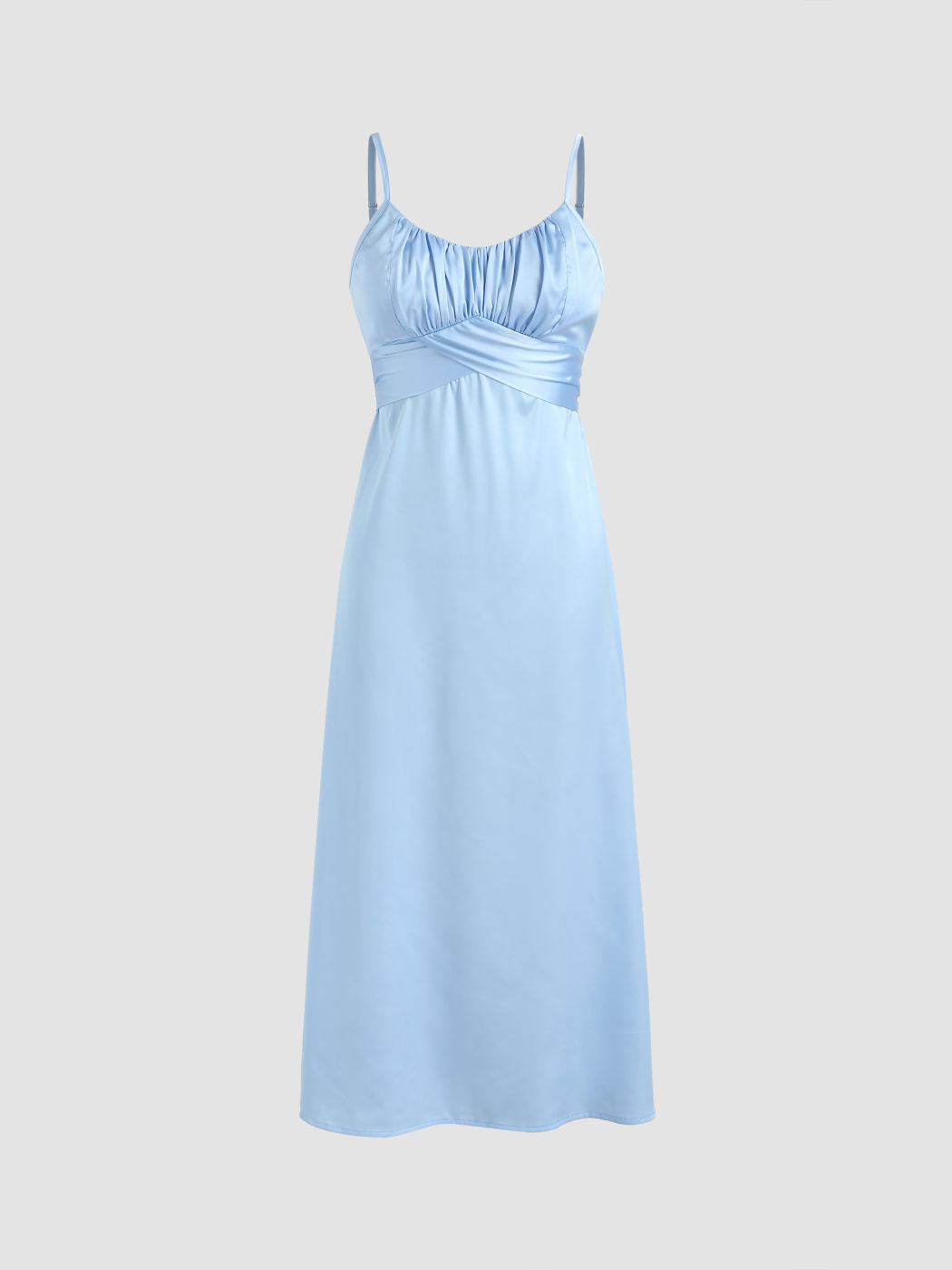 Solid Satin Midi Tie Back Dress