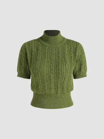 Wool-blend Texture High Neck Sweater