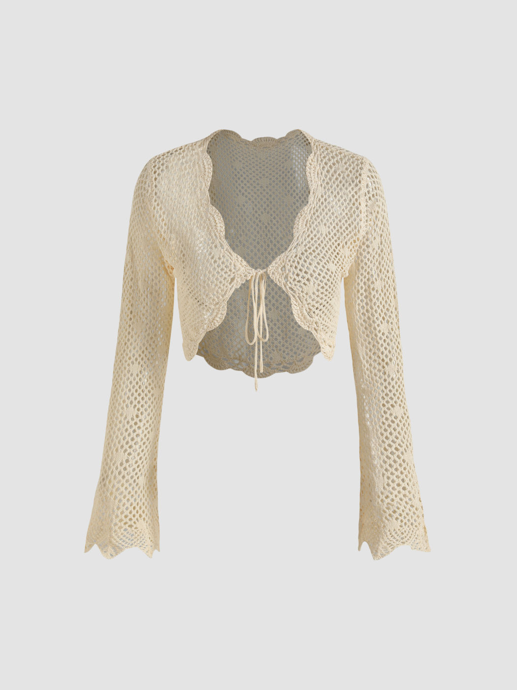 Strick-Hollow-Out-Crop-Cardigan