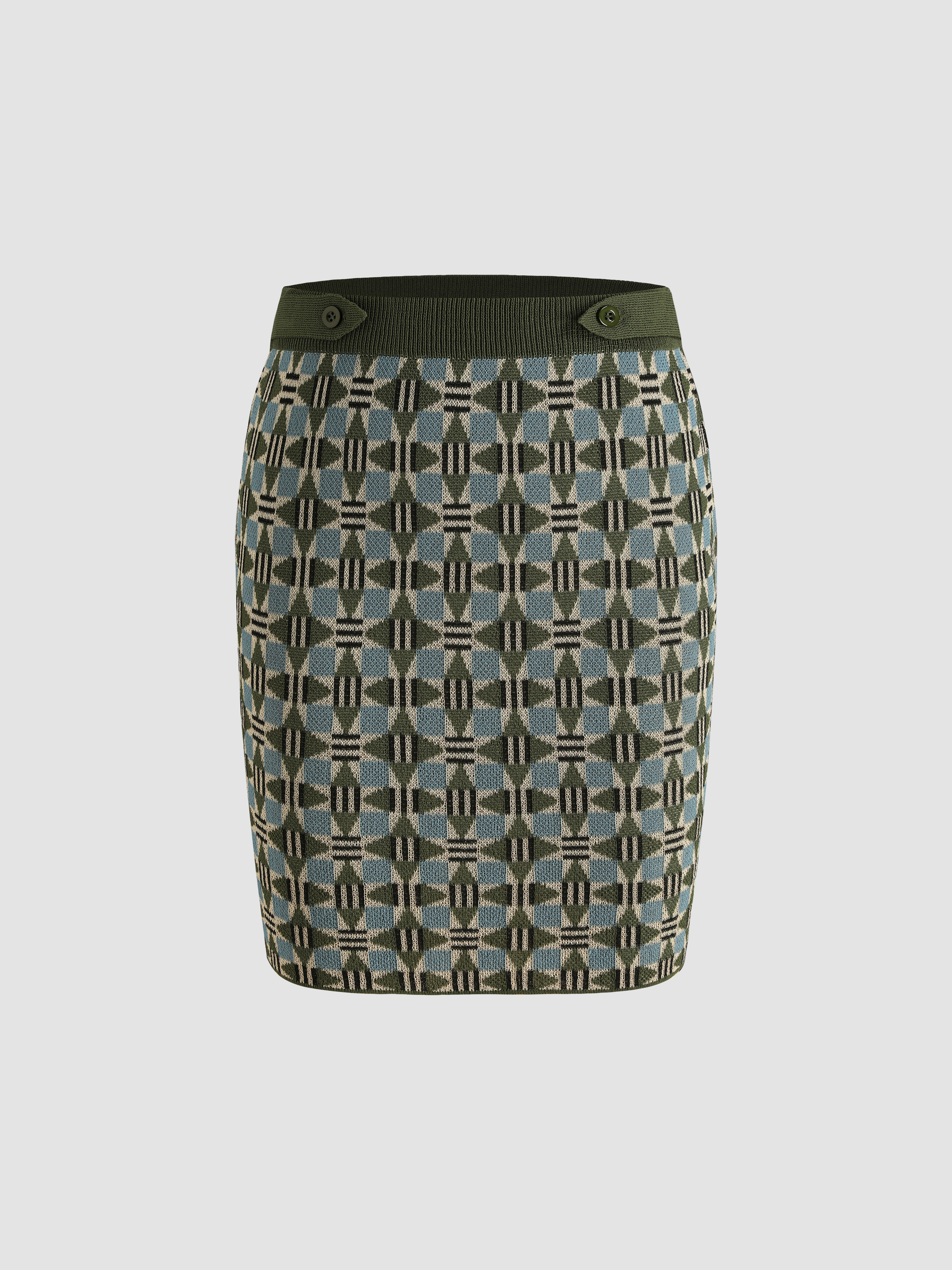Geometric Pattern Mini Skirt - Cider