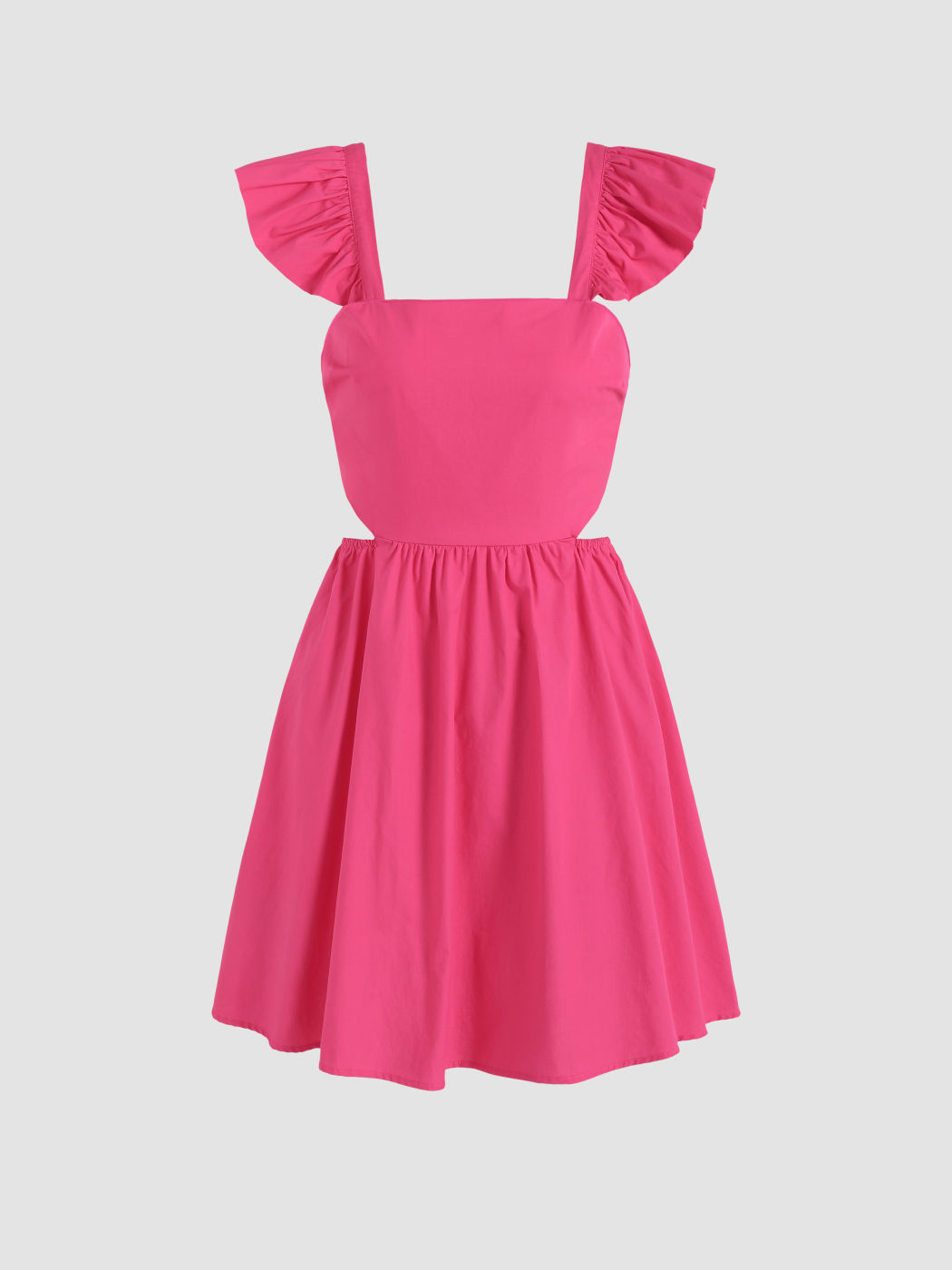 Solid Ruffle Mini Dress