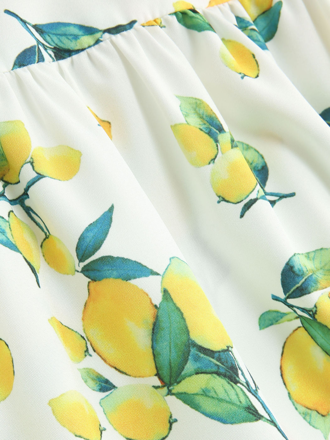 Lemon Print Tie Shoulder Mini Dress