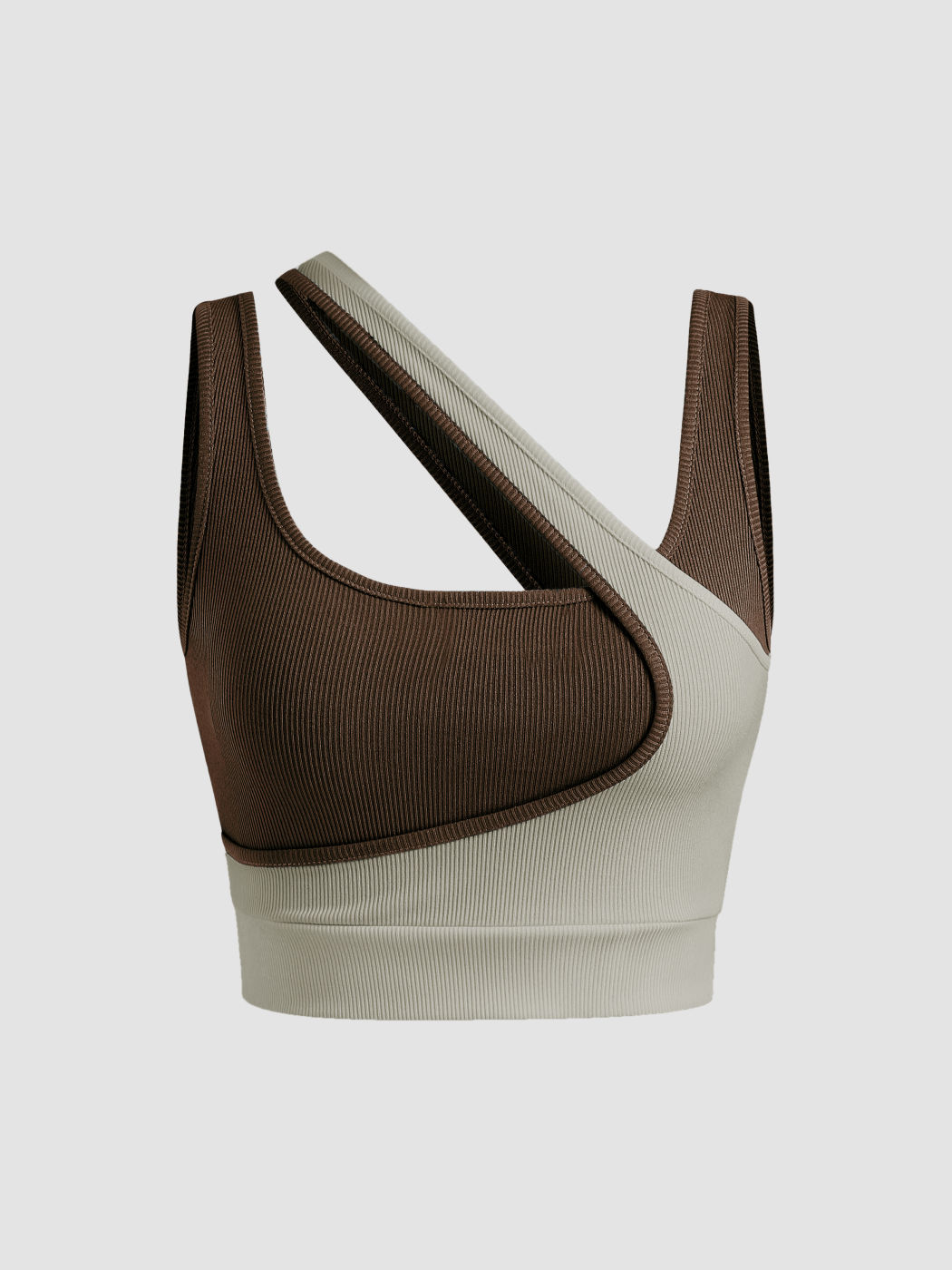 Two Tone Asymmetrical Neck Crop Tank Top