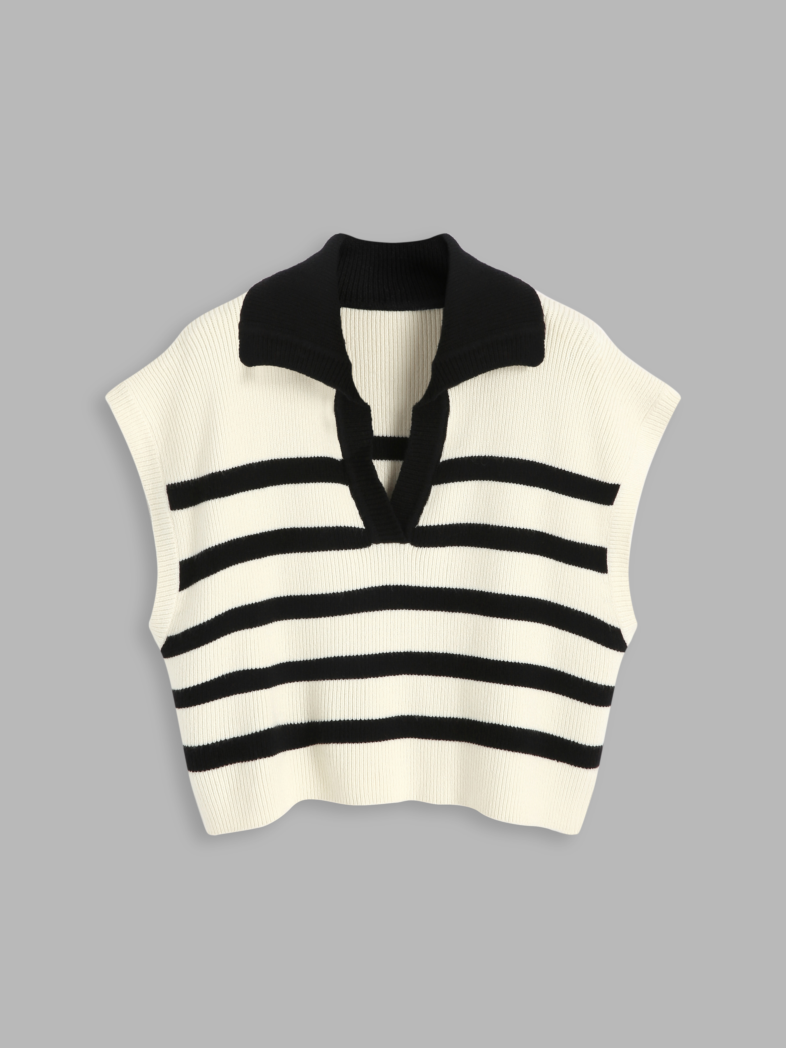 Knit Stripe Polo Vest Cider