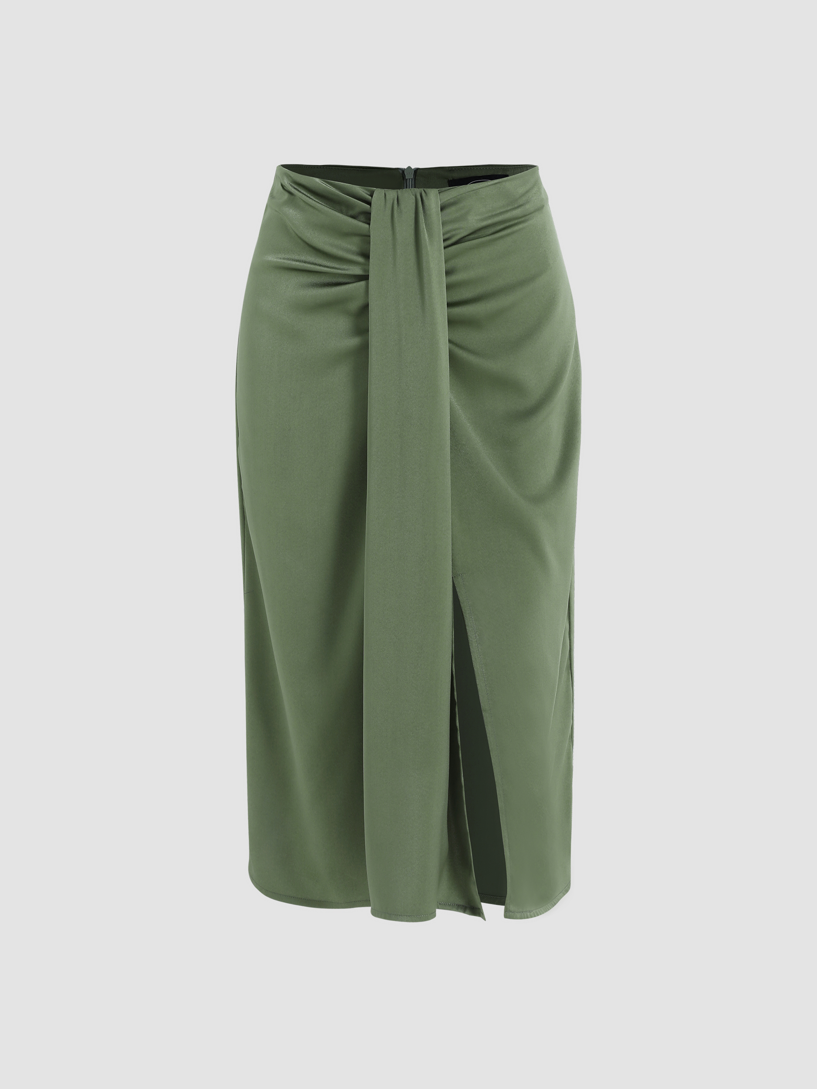 Solid Slit Midi Skirt Cider