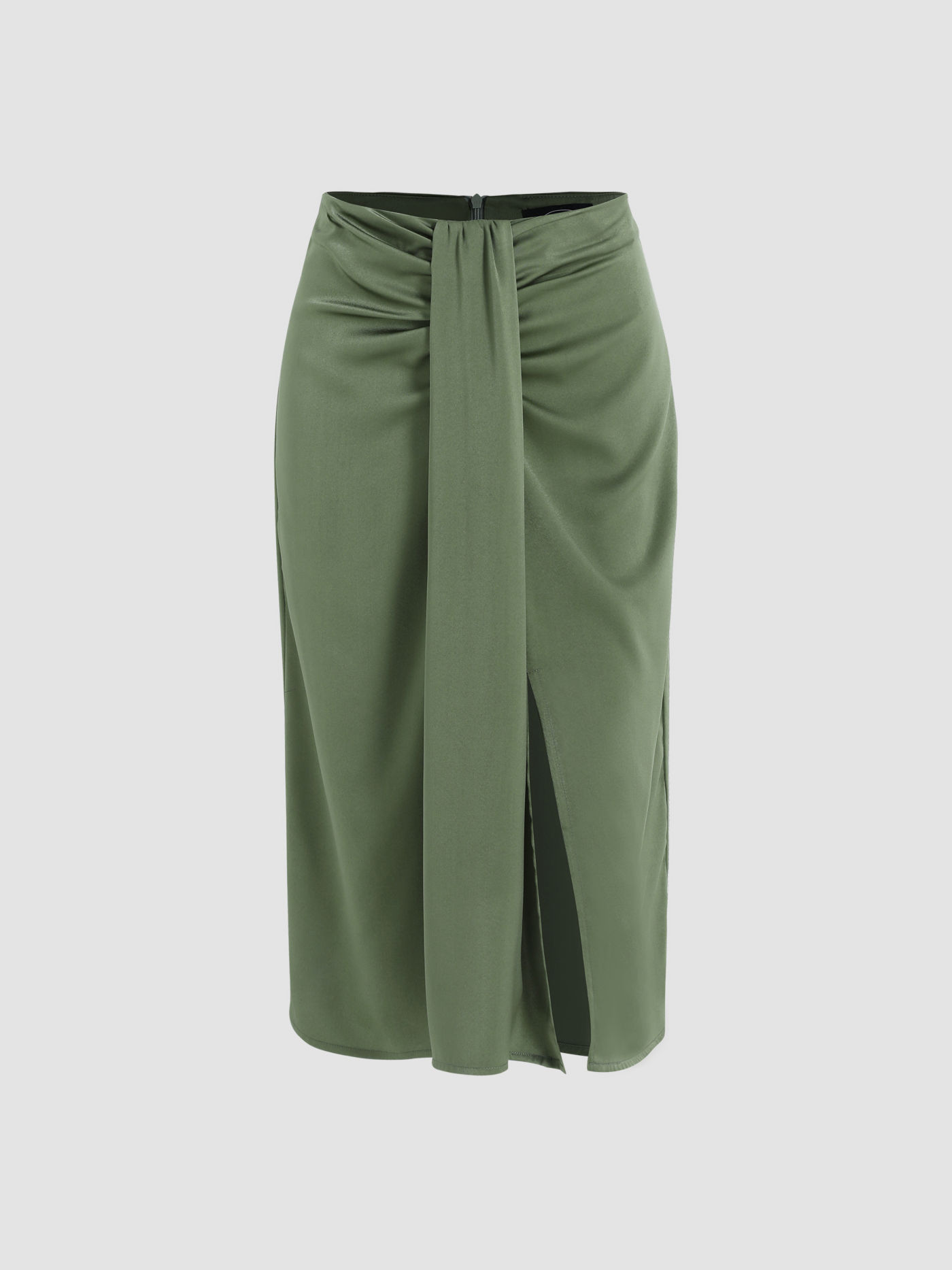 Solid Slit Midi Skirt