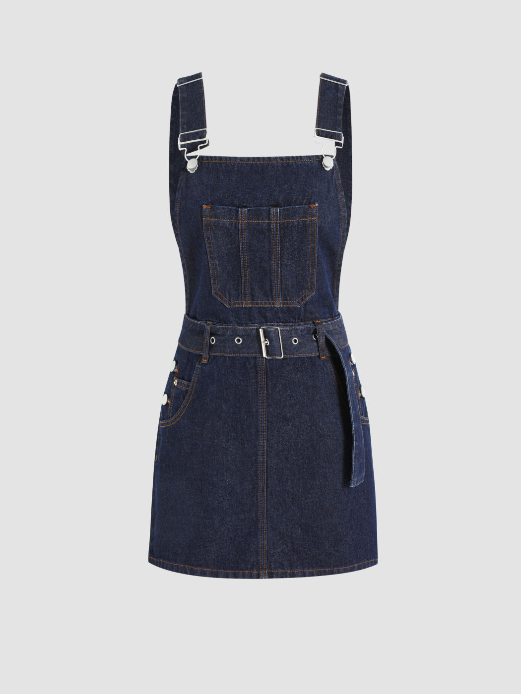  Denim Pinafore Mini Dress