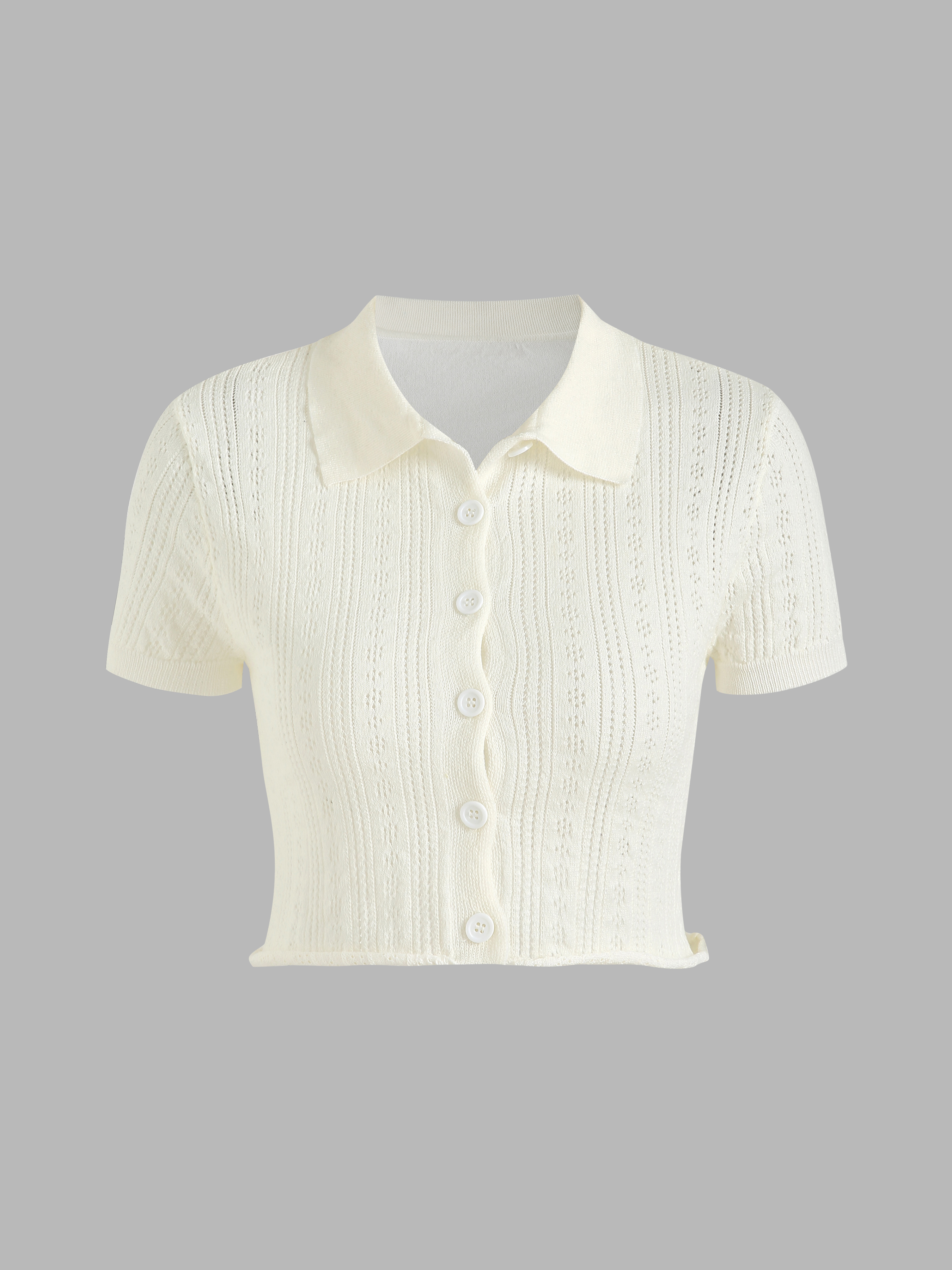 Hollow Knit Buttoned Top