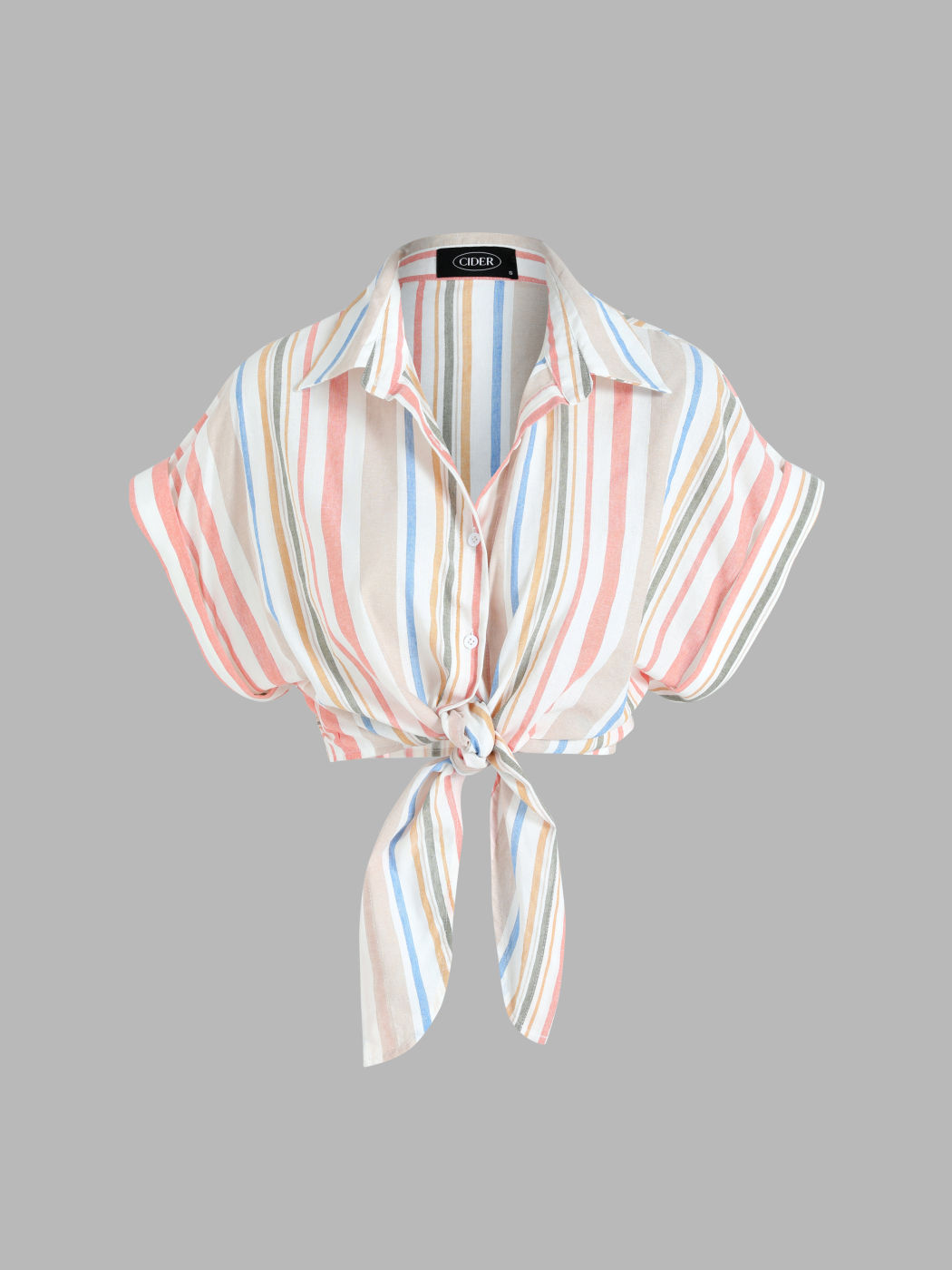 Striped Knotted Crop Blouse