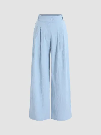  Texturierte Hosen mit Ketten-Detail und weitem Bein