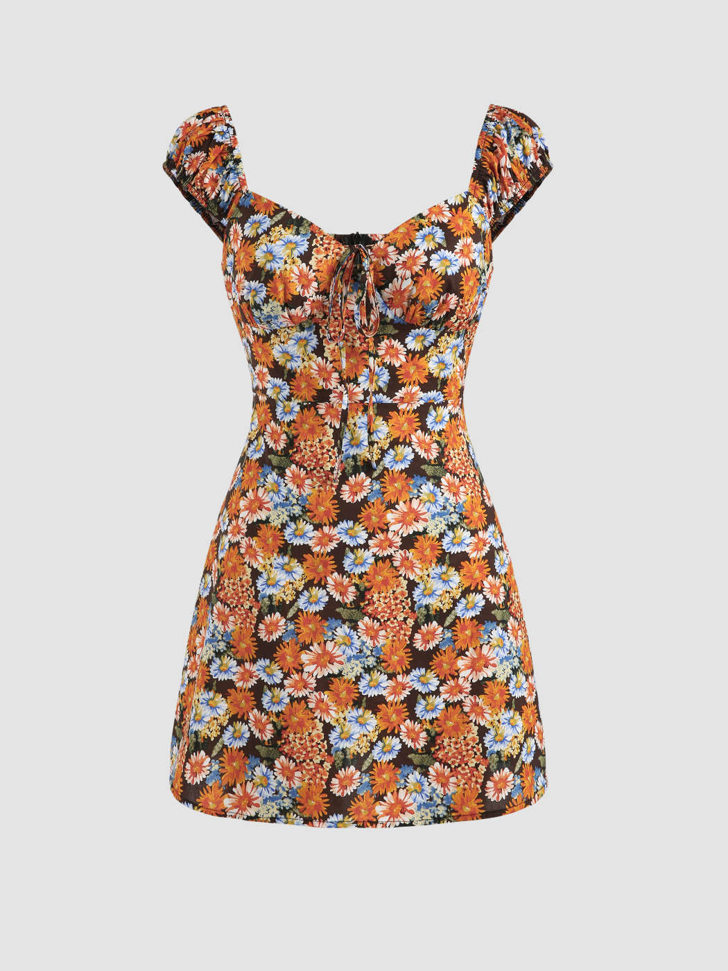 Daisy Floral Print Mini Dress - Cider