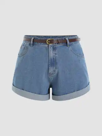 Shorts en denim avec poche et ceinture Curve & Plus