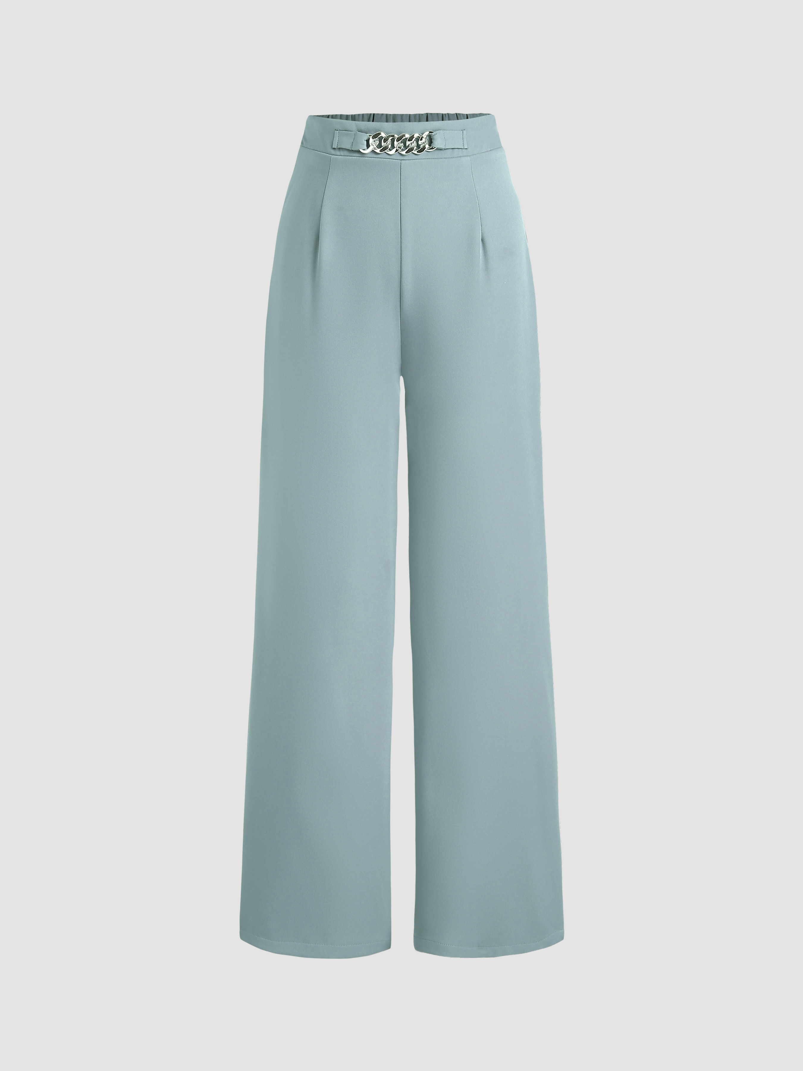 Solid Texture Elastic Waist Trousers