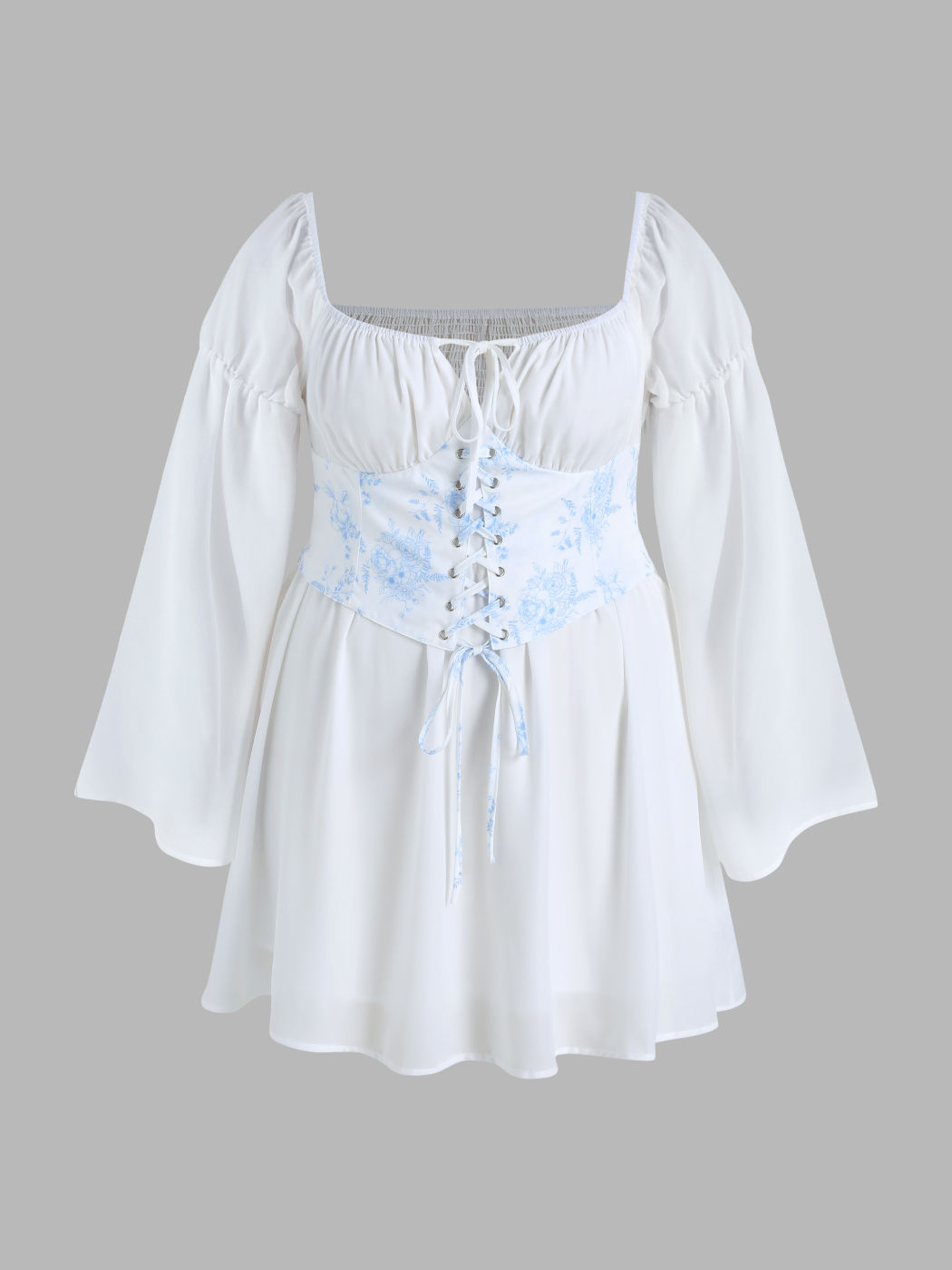 Floral Schnür-Korsett Kurze Kleider Kurve & Plus