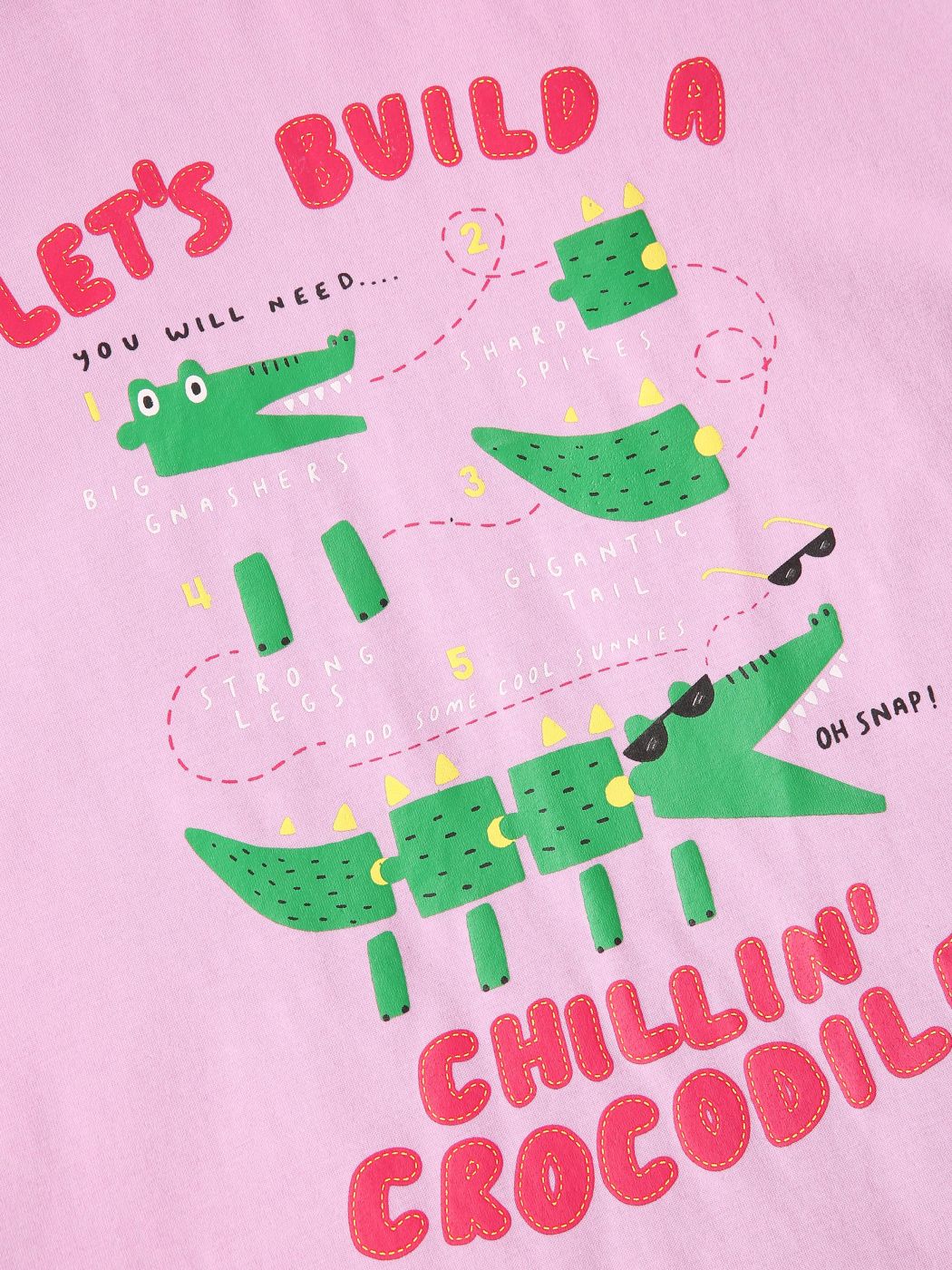 Kontrast-T-Shirt mit Dinosauriern und Buchstaben
