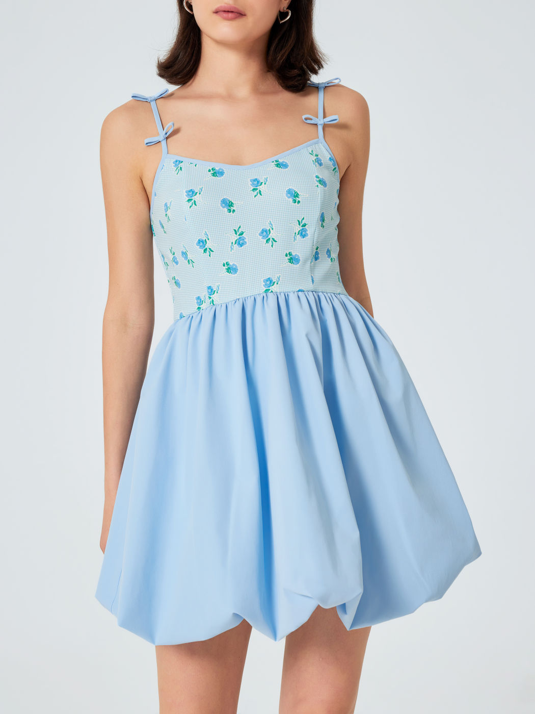 Blumen-Patchwork-Mini-Babydoll-Kleid