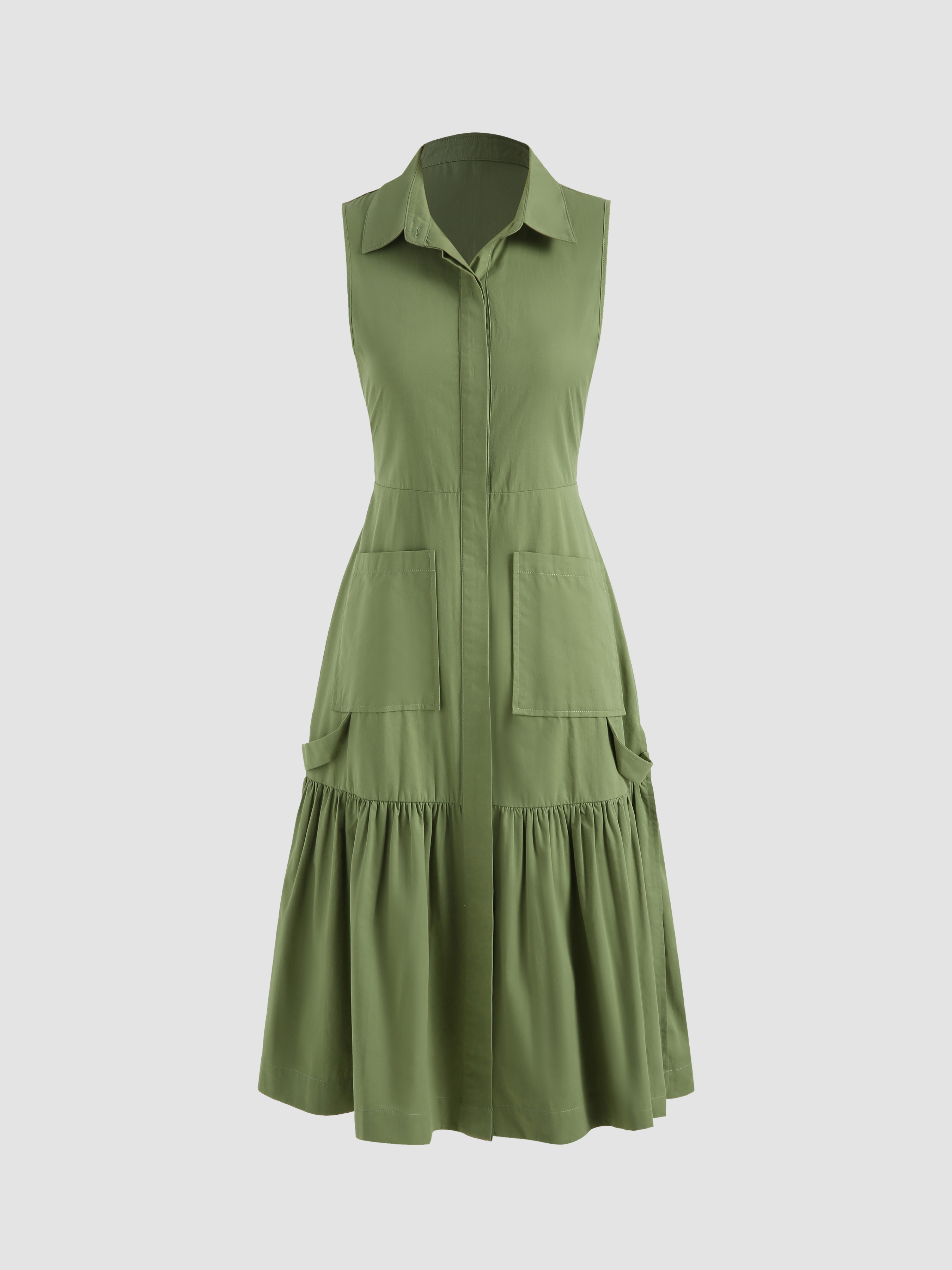 Solid Collared Midi Dress Cider