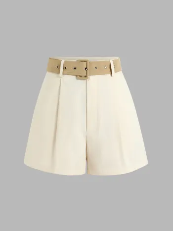 Solid Mini-Shorts mit Gürtel