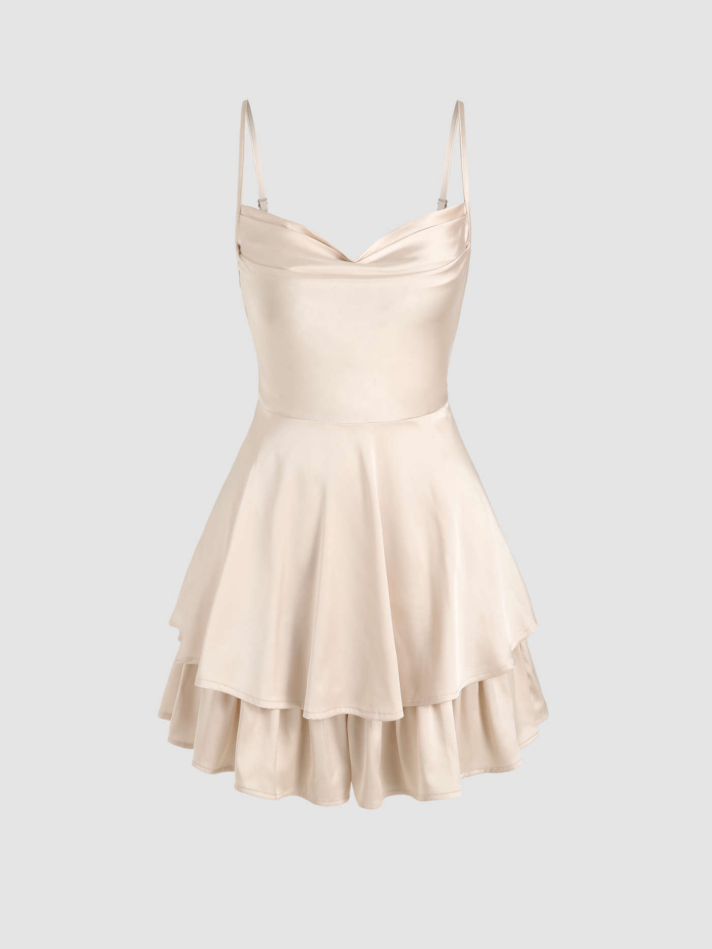 Cowl Neck Satin Layered Romper