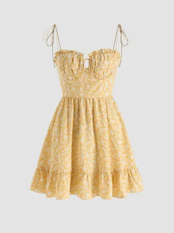 Ditsy Floral Tie Shoulder Mini Dress