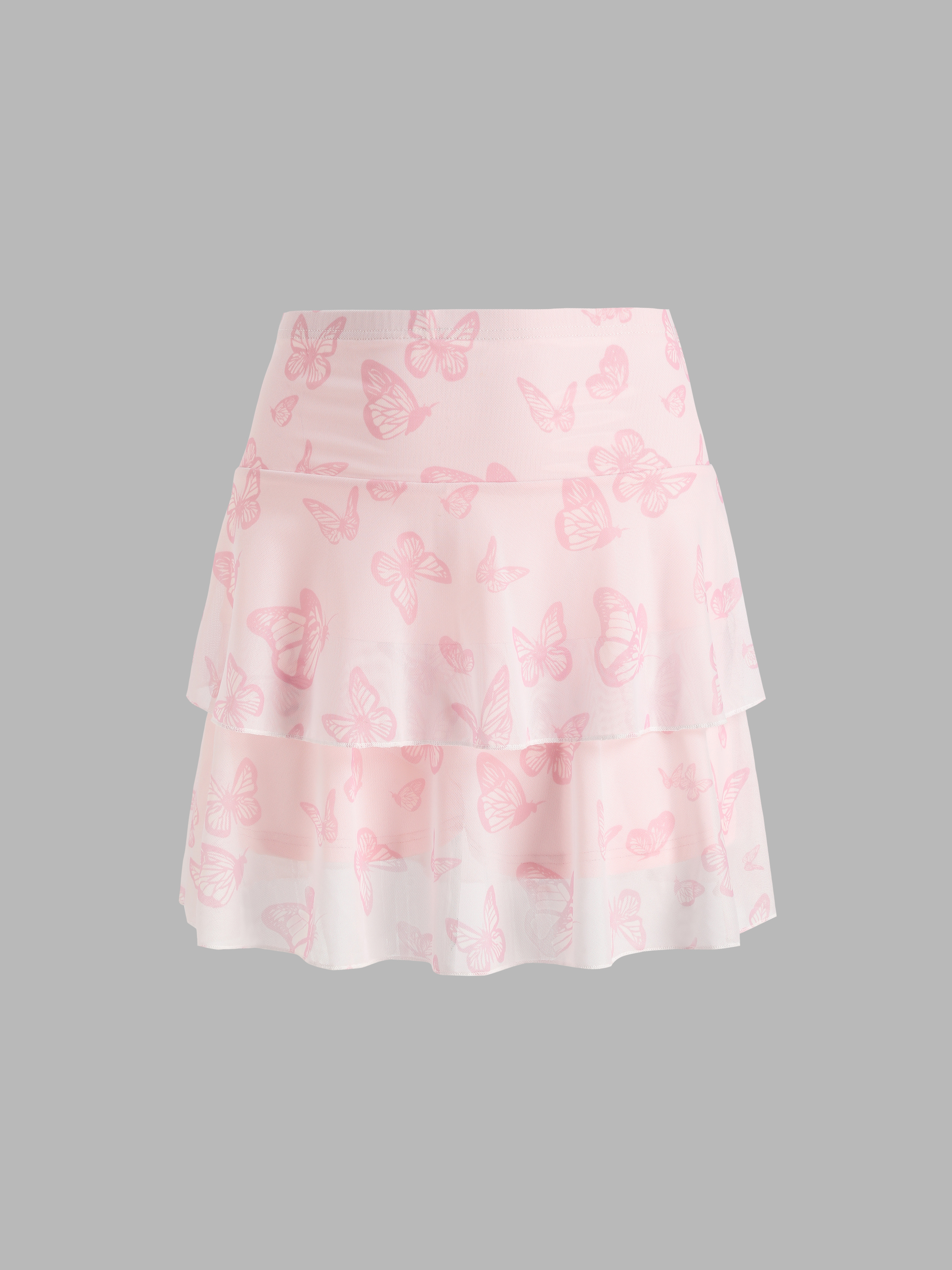 Butterfly Print Mini Mesh Skirt Cider