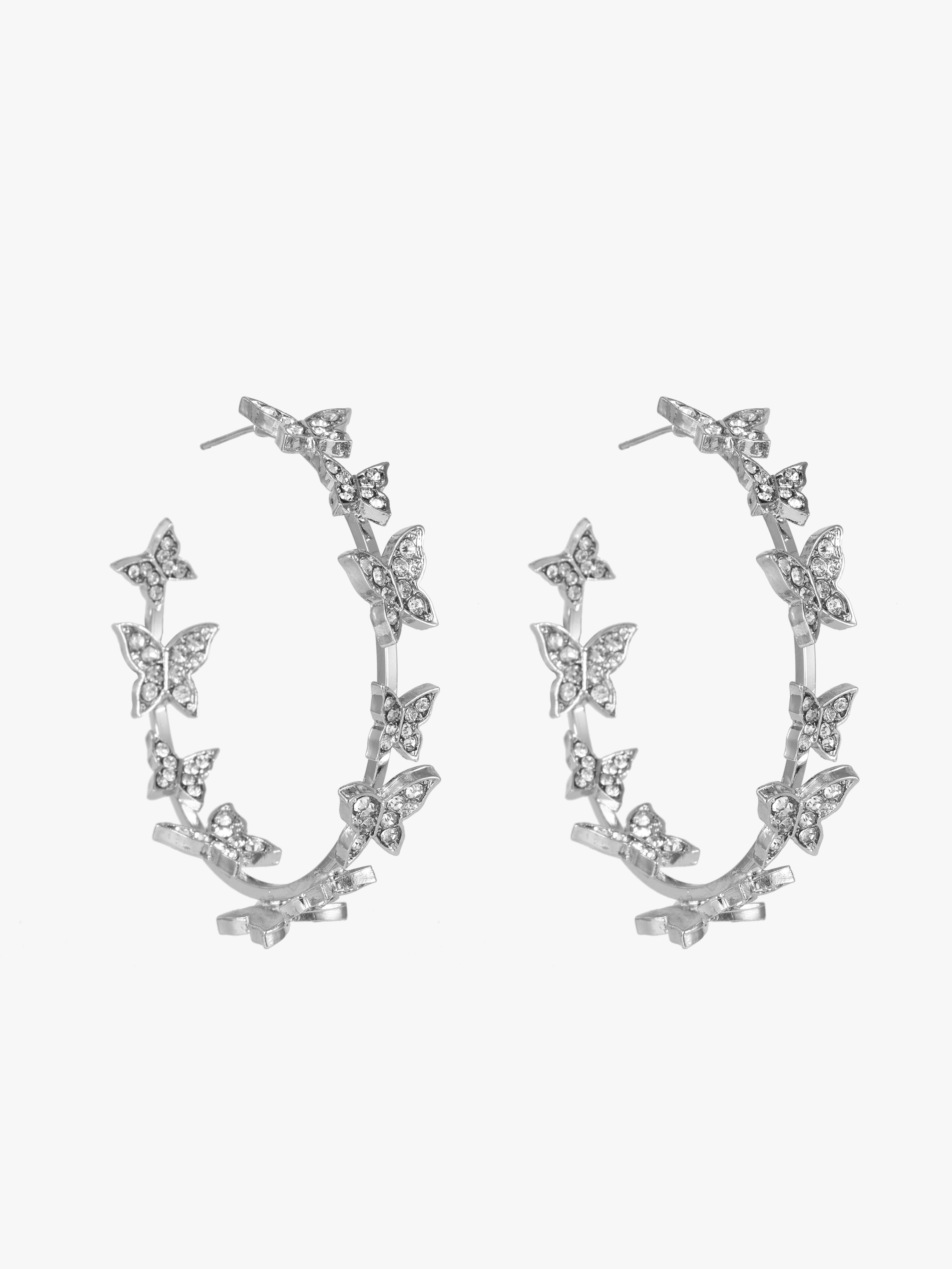 Bold Butterfly Decor Hoop Earrings For Exhibition Wedding Date 8153