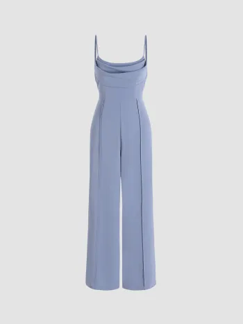 Solid Cowl Neck Stitch Overall