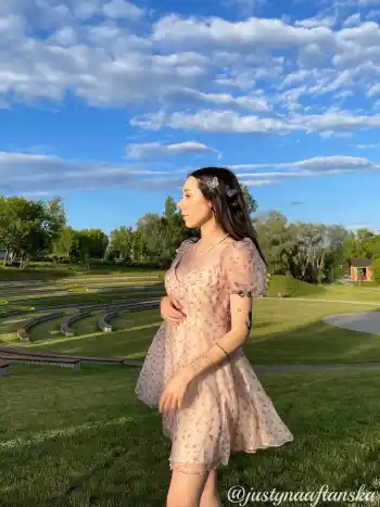 Romantische Gesten Puffärmel Kurzes Kleid