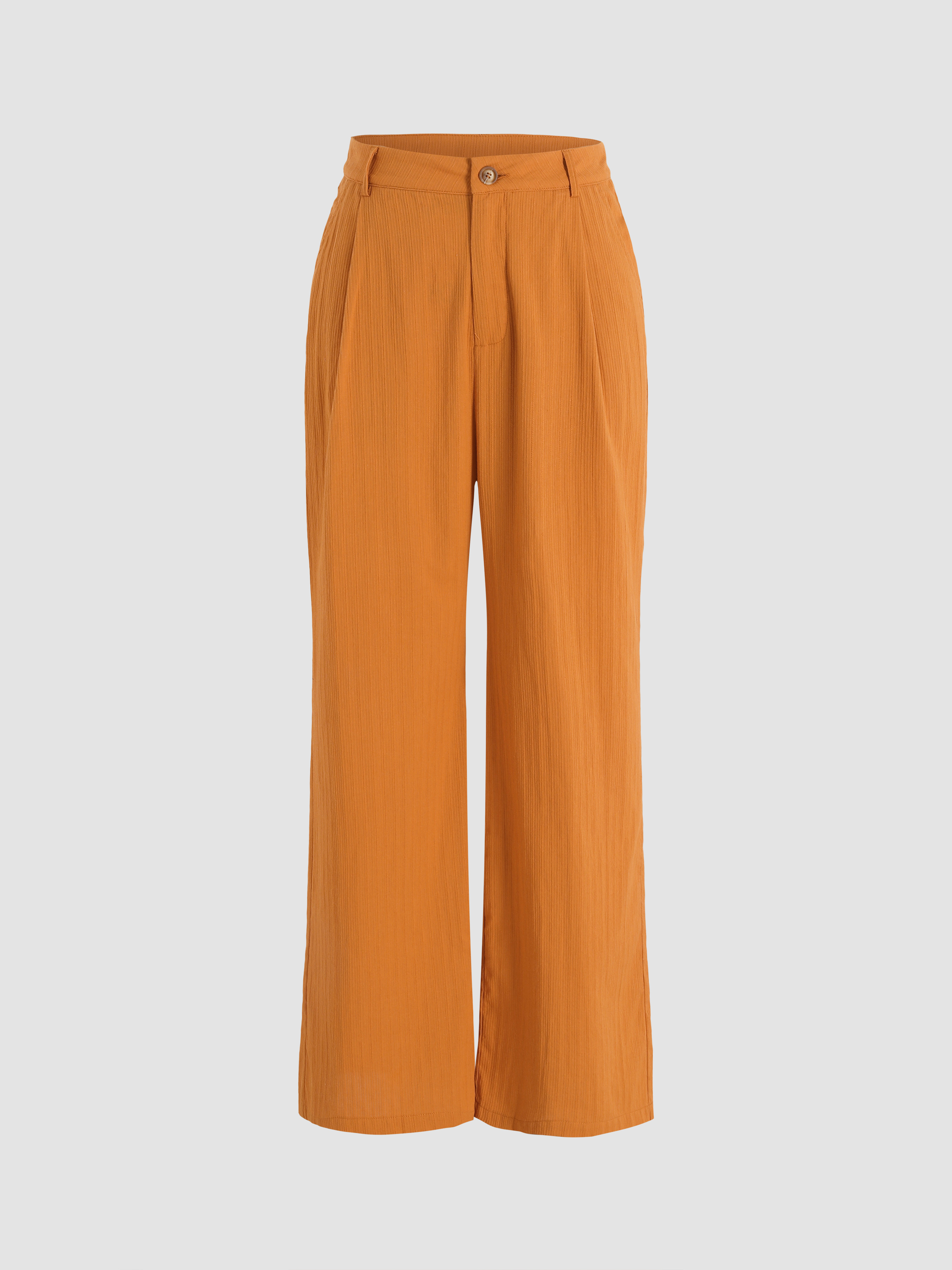 Solid Texture Straight Trousers - Cider