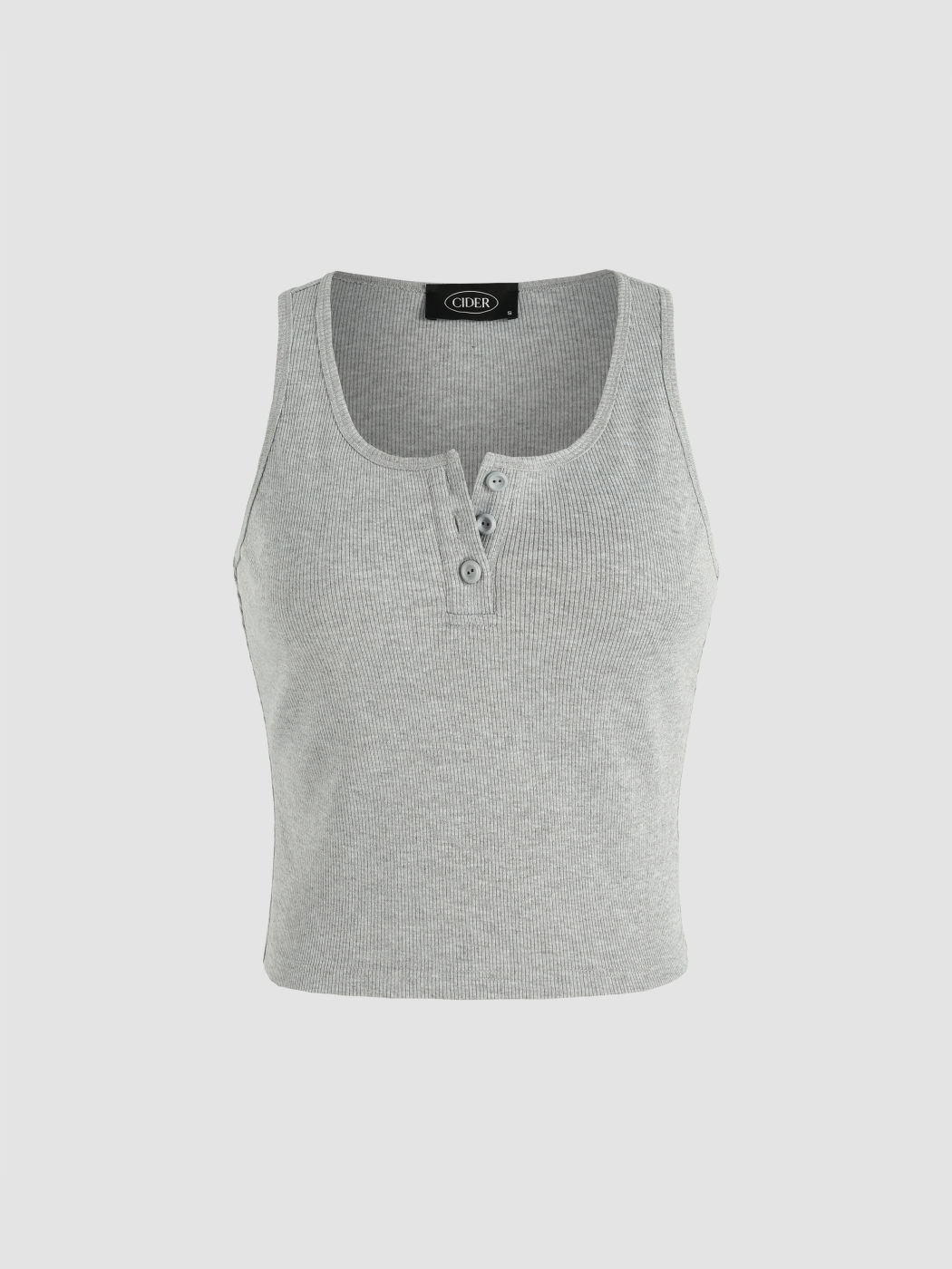 Solid Rib Button Up Tank Crop Top