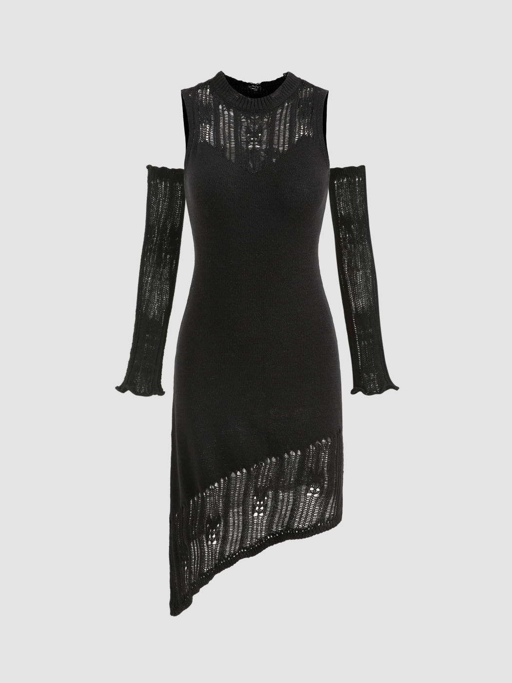 Gehäkeltes zerrissenes Minikleid mit Ärmeln