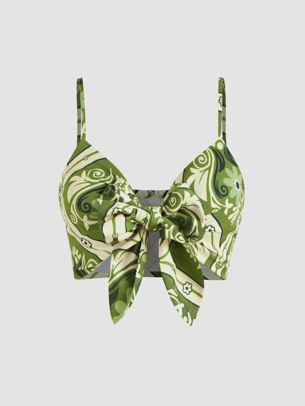  Florales Crop Top mit Schnürung vorn