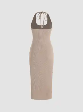 Solids Rippen-Ruched-Midikleid