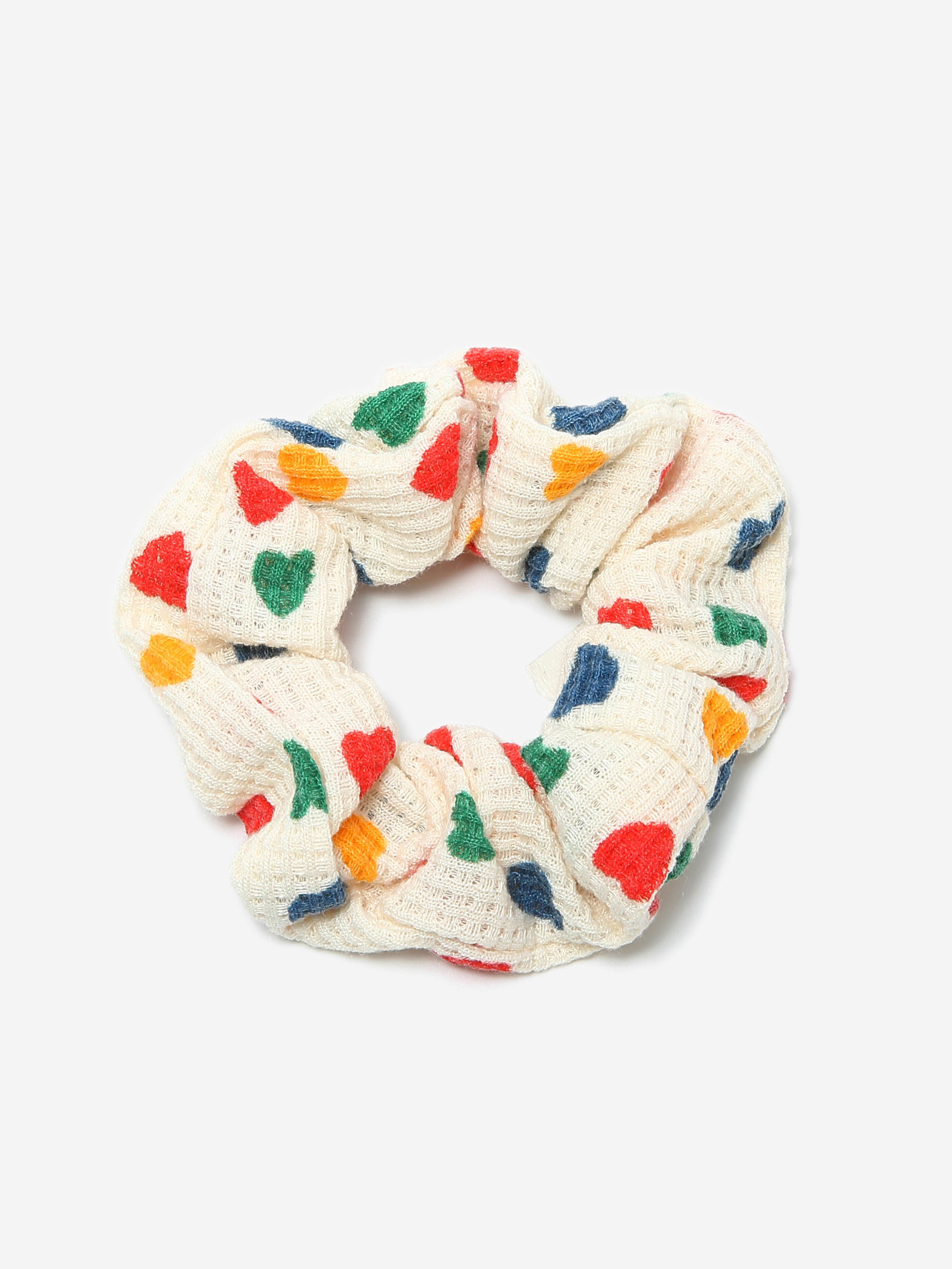 Knit Colorful Heart Pattern Scrunchie