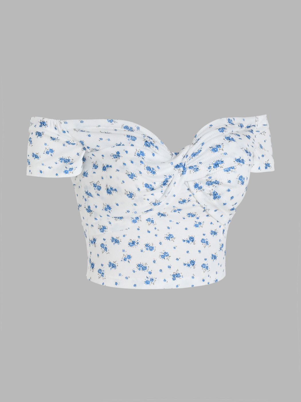 Ditsy Flower Off Shoulder Twist Crop Top For School Picnic Vacation