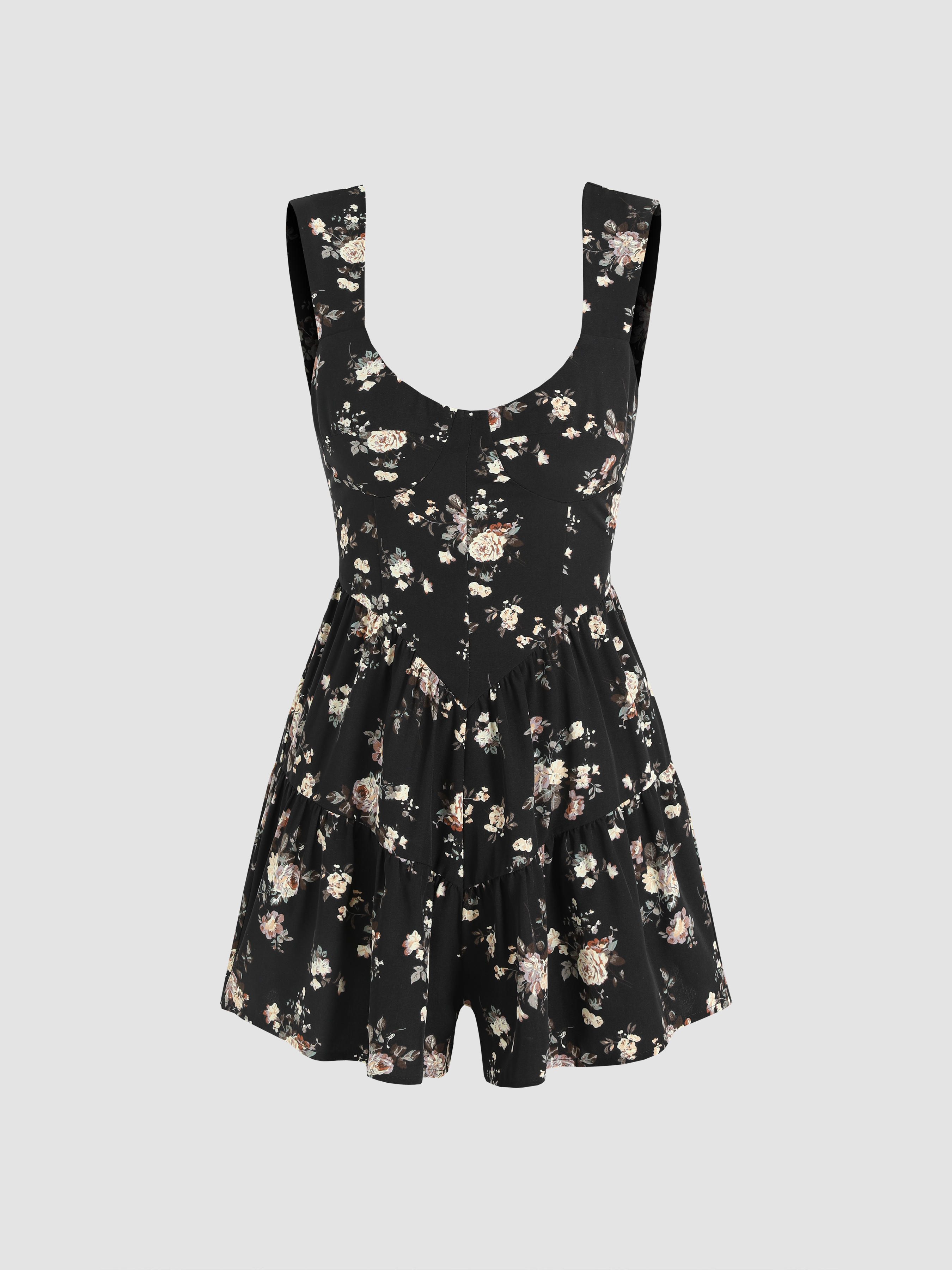 Floral Print Playsuit For Vacation Daily Casual